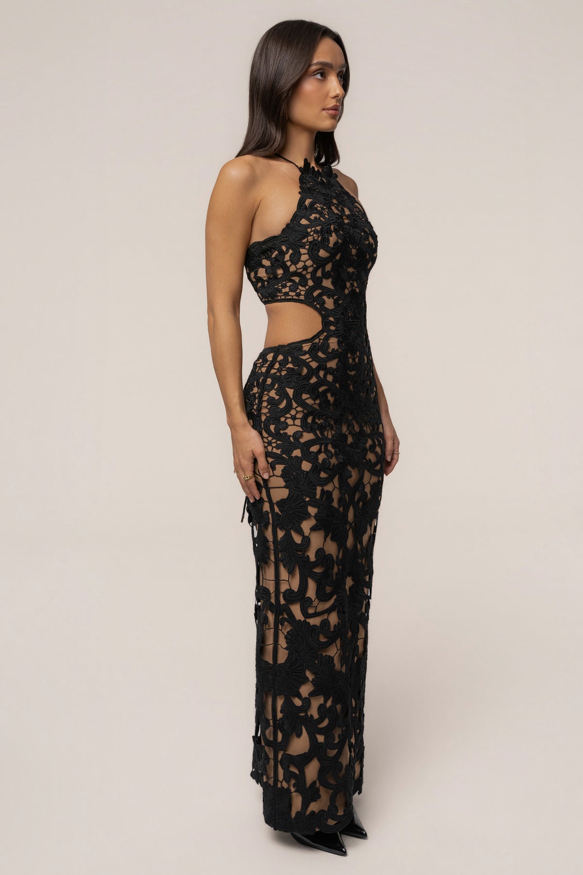 Black Chateau Lace Maxi Dress - JLUXLABEL