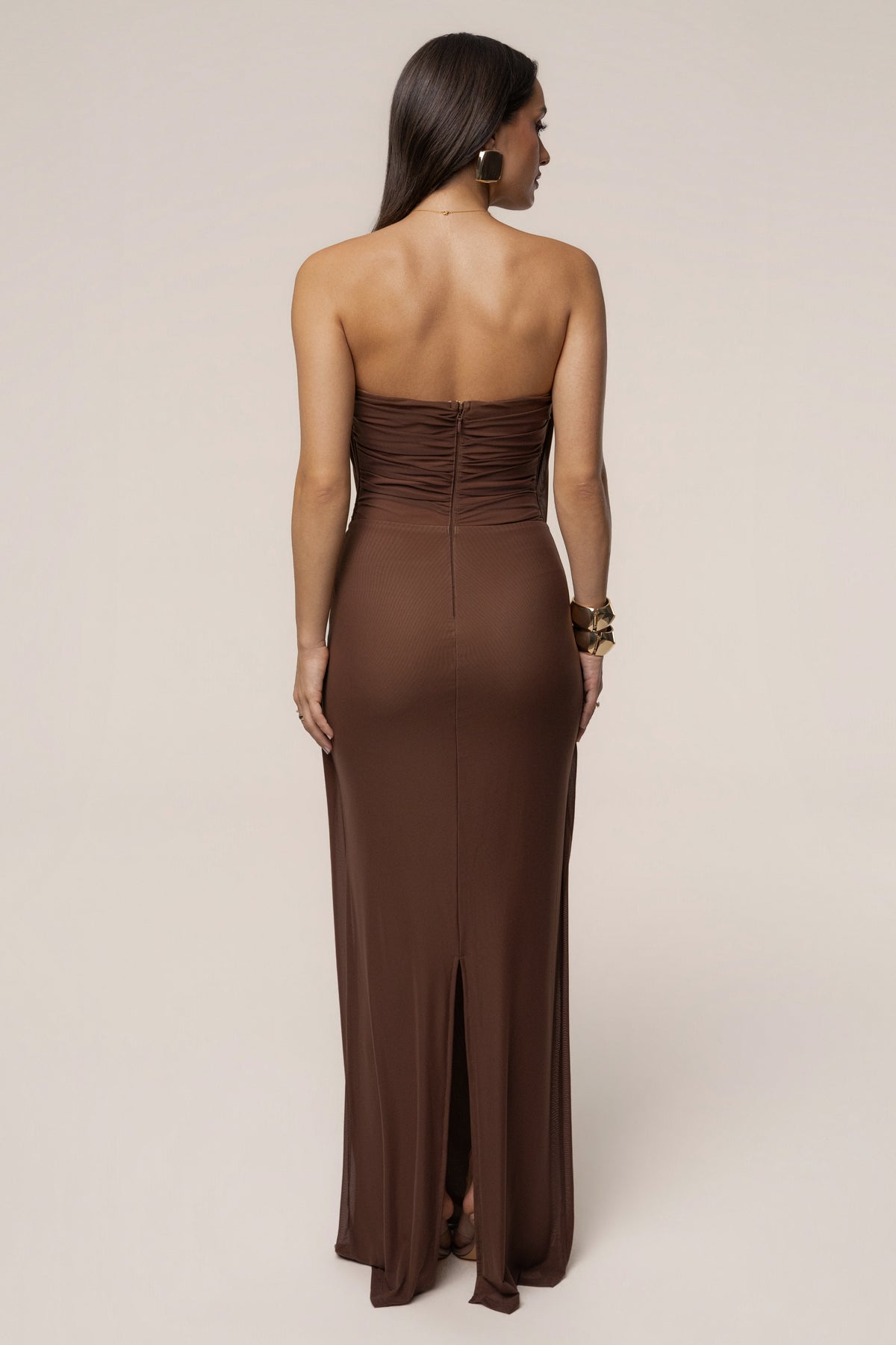Chocolate Siren Sculpted Mesh Dress