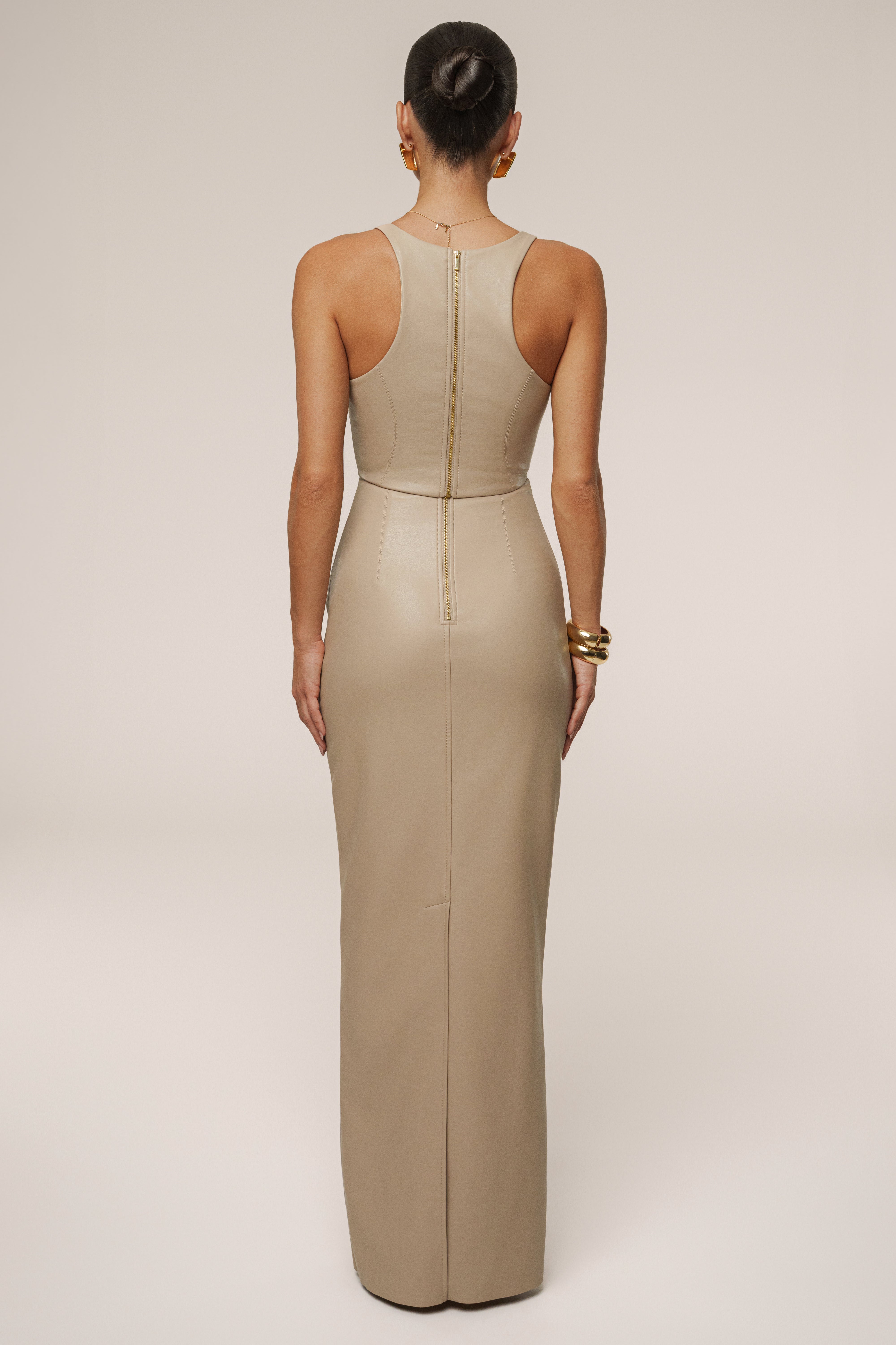 Tan Ace PU Leather Skirt - JLUXLABEL