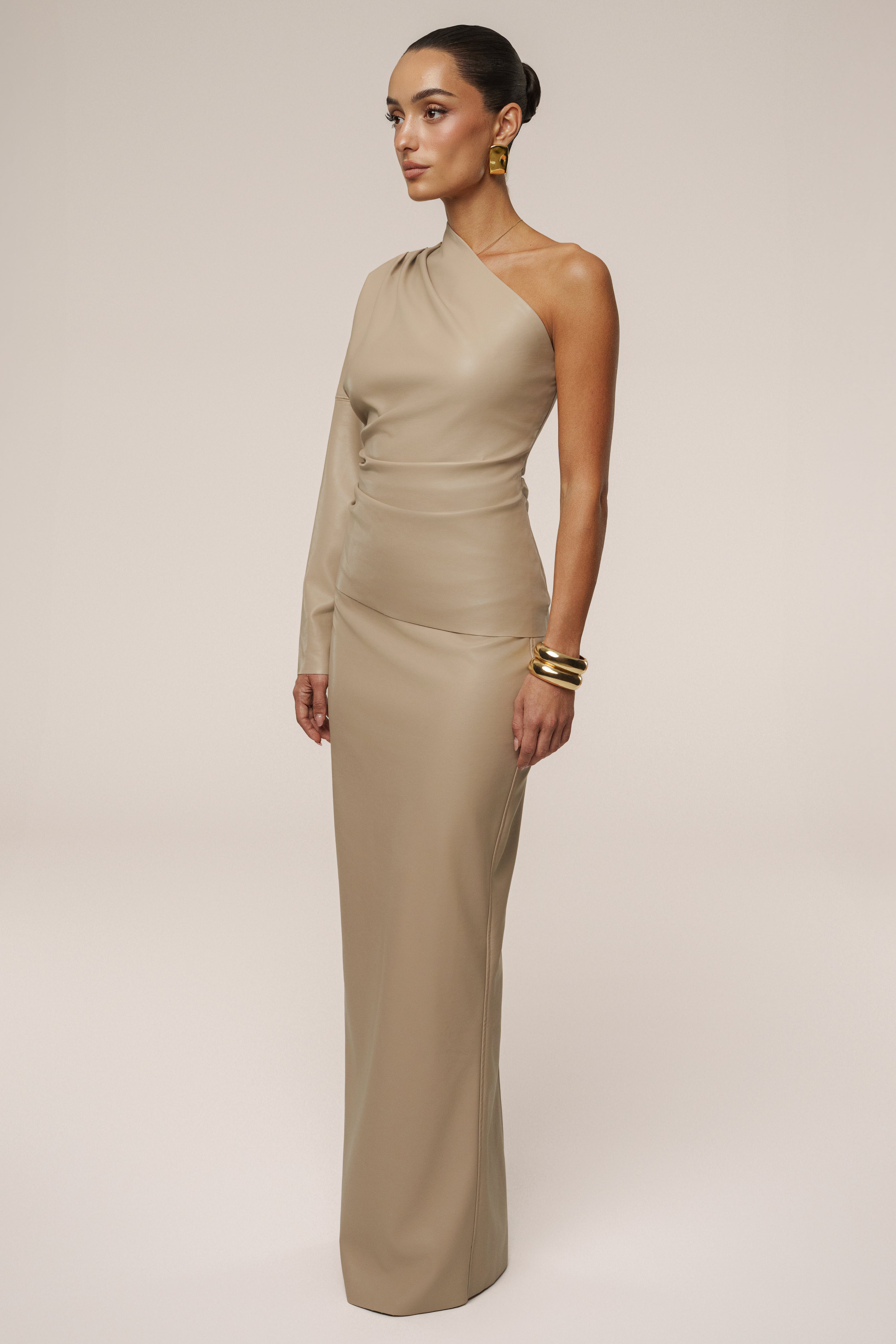 Tan Demi One Shoulder Top - JLUXLABEL