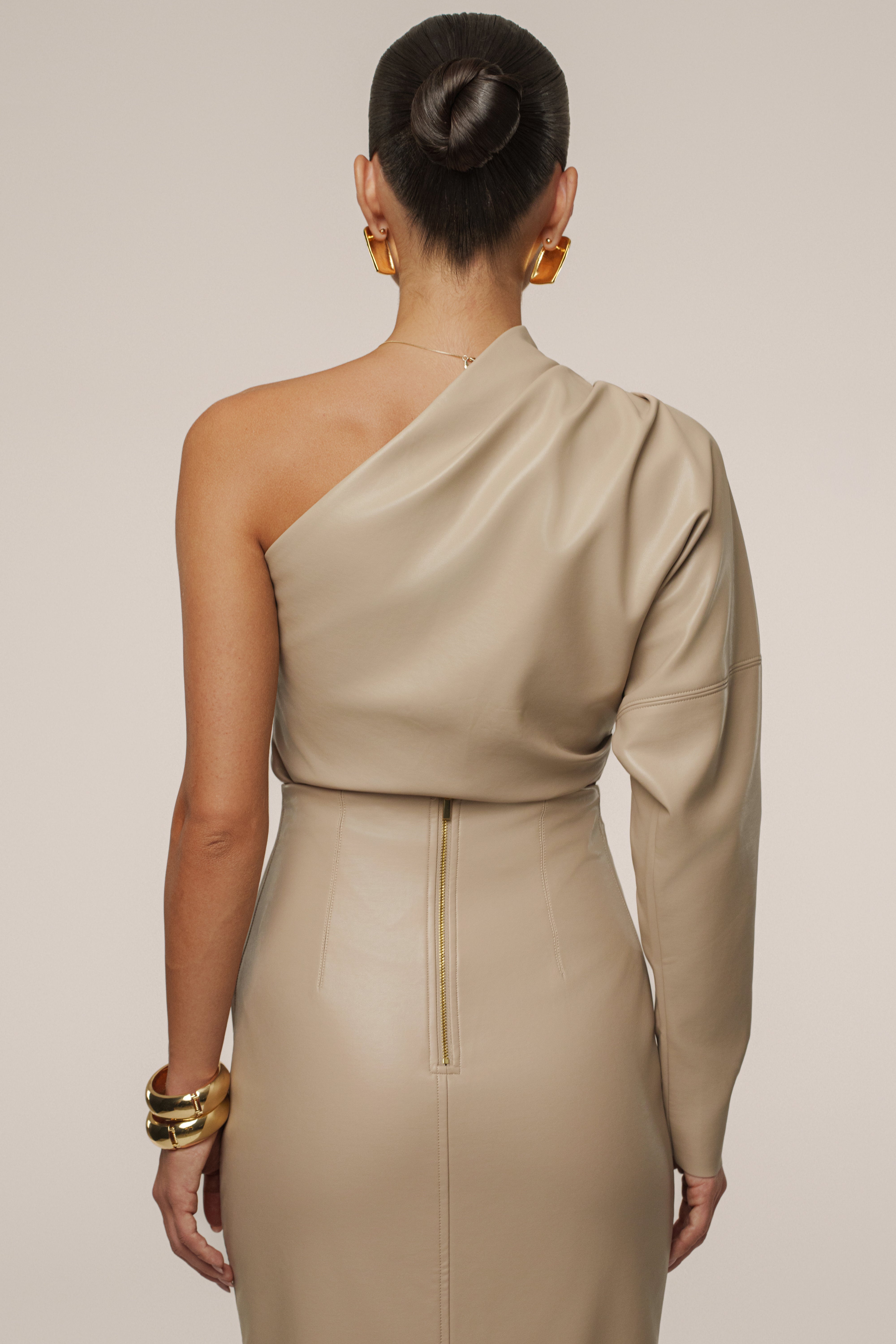 Tan Demi One Shoulder Top - JLUXLABEL