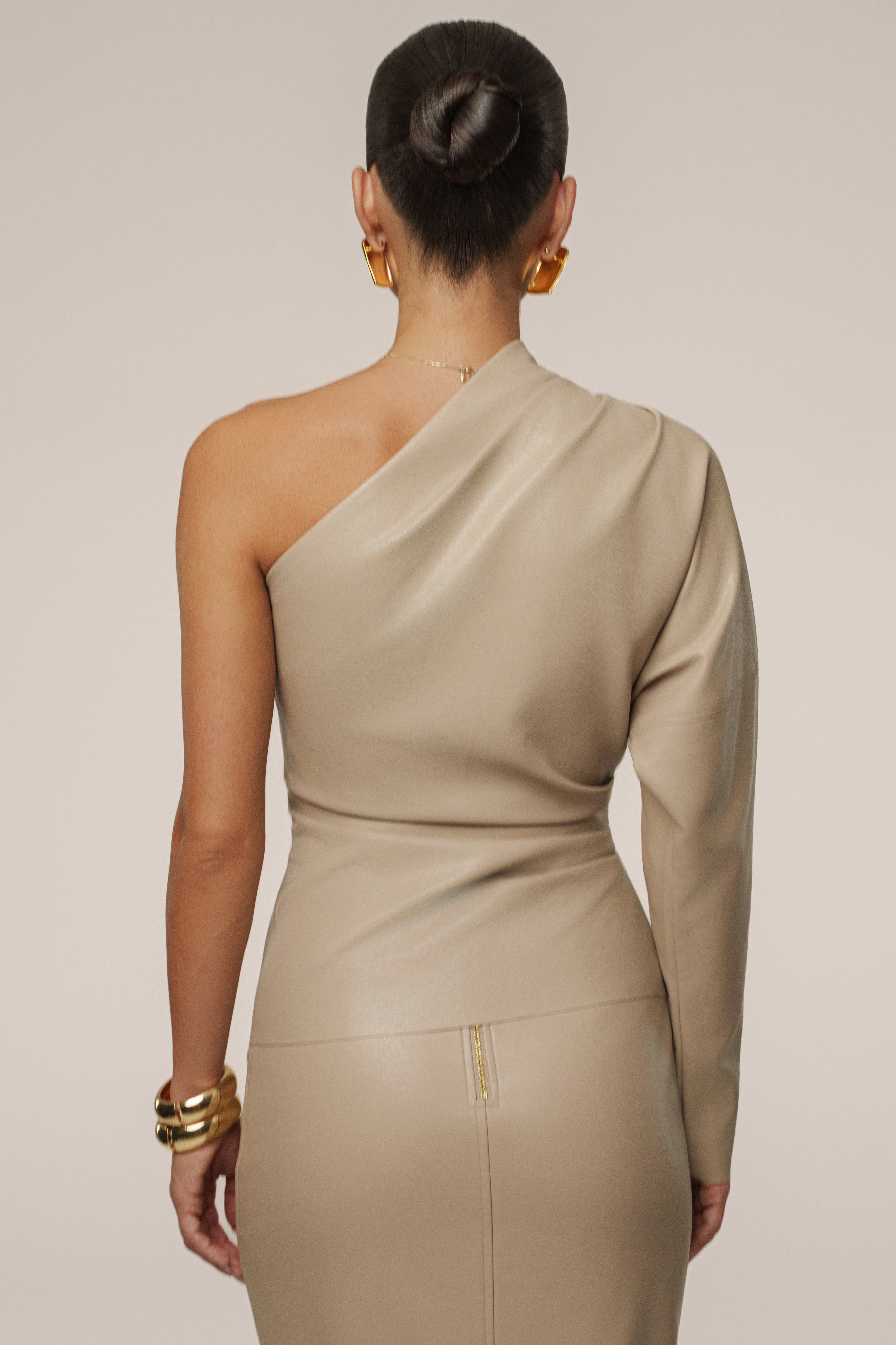 Tan Demi One Shoulder Top - JLUXLABEL