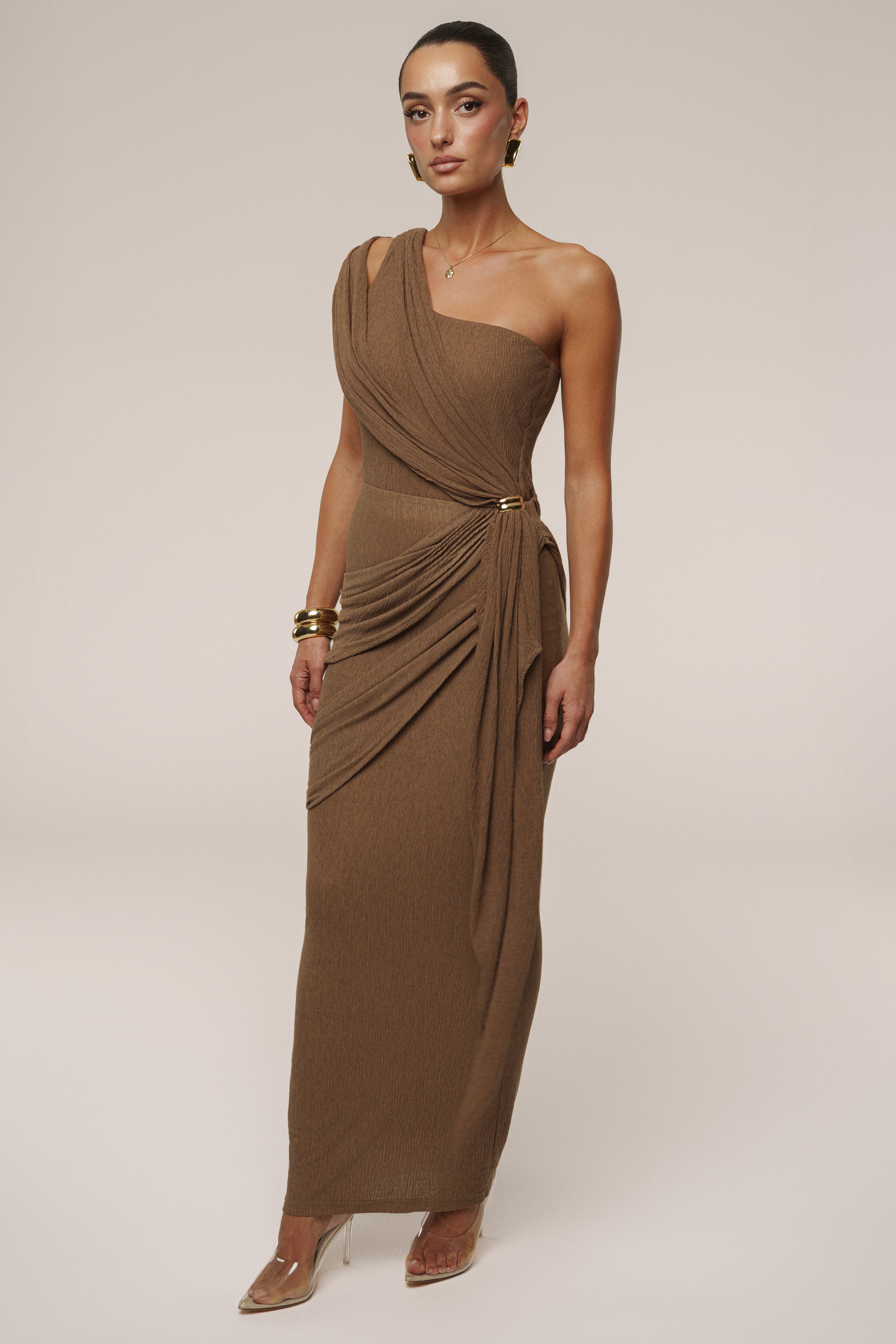 Chocolate Lovina Drape Bodysuit - JLUXLABEL