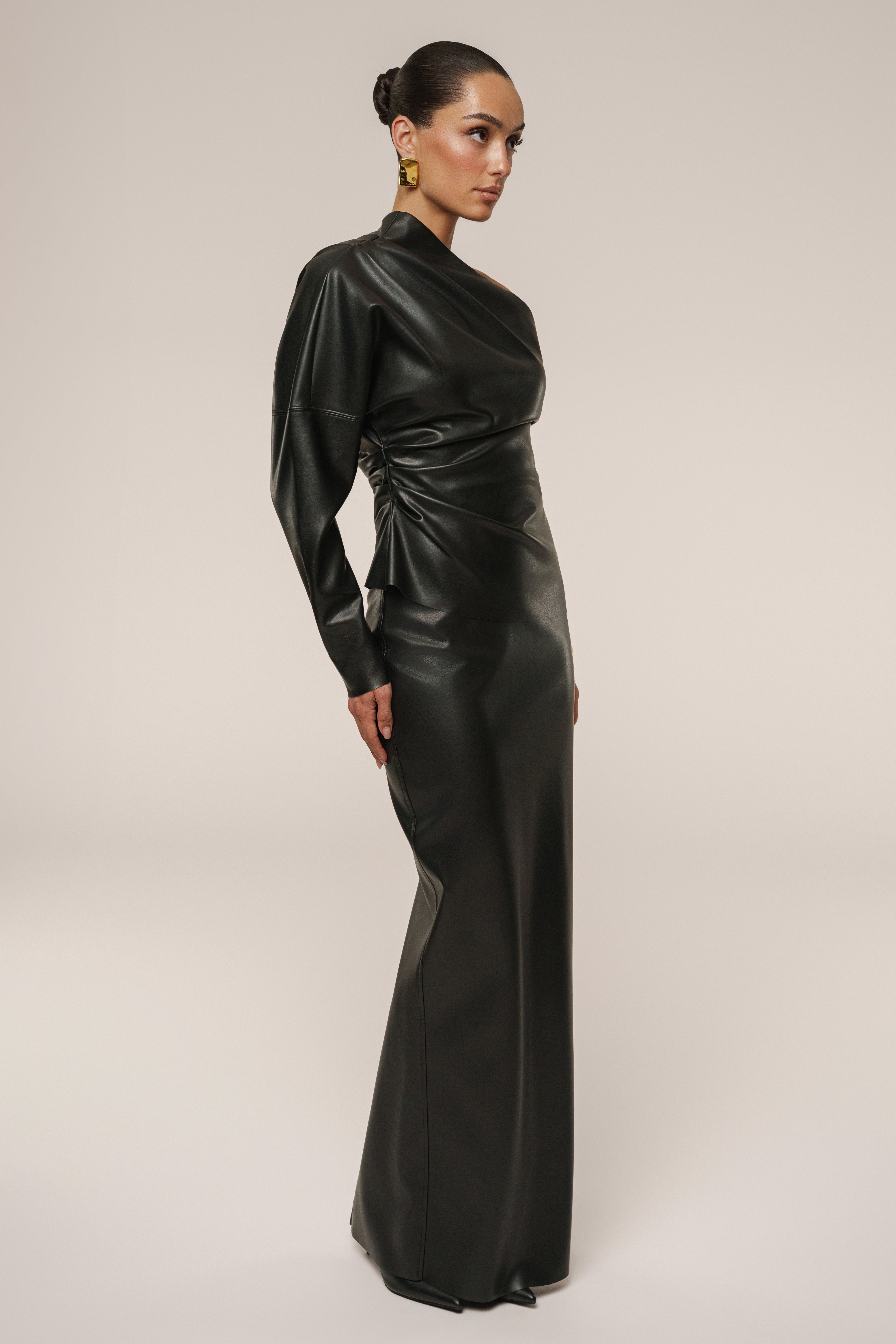 Black Demi One Shoulder Top - JLUXLABEL