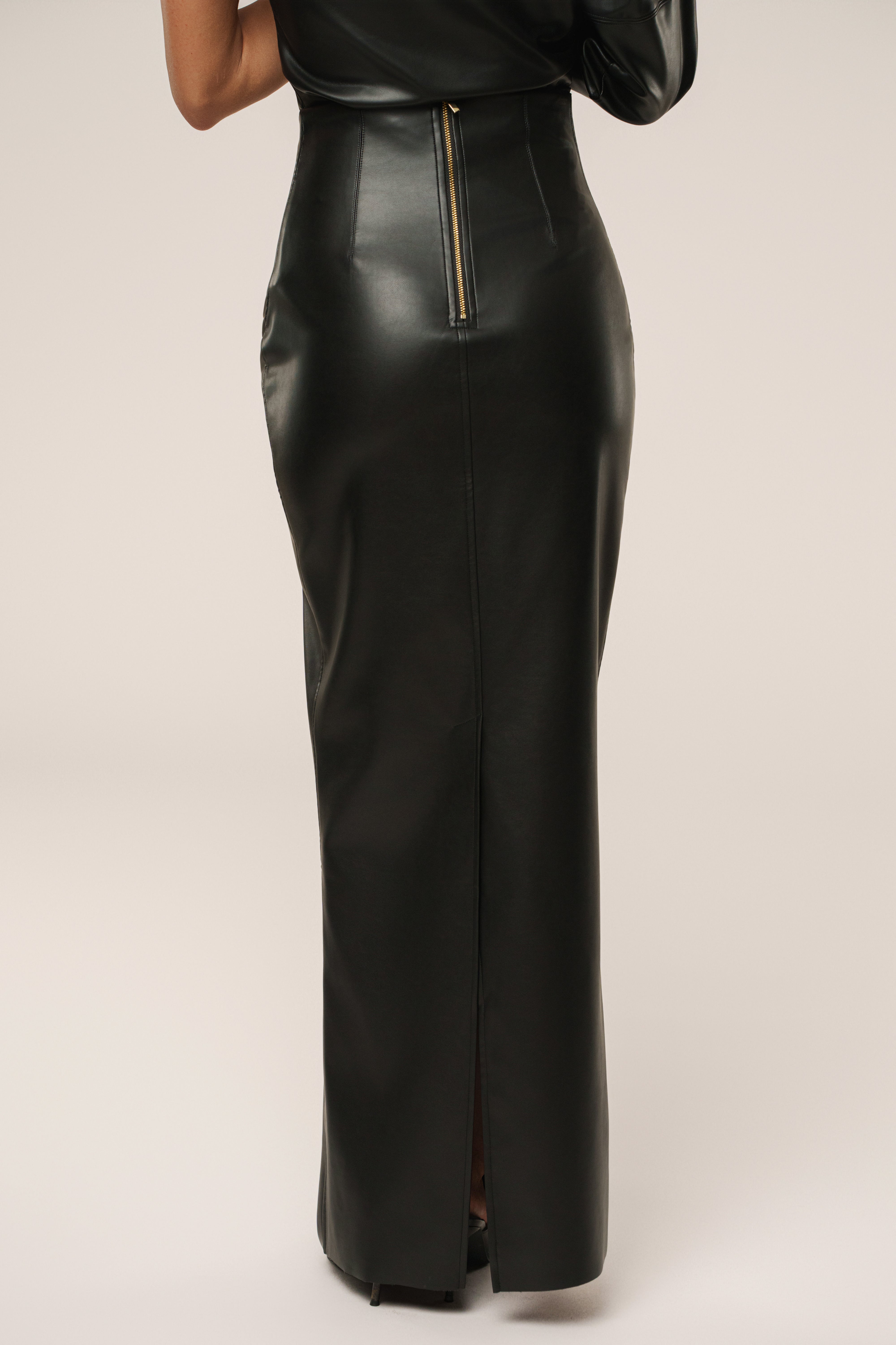 Black Ace PU Leather Skirt - JLUXLABEL