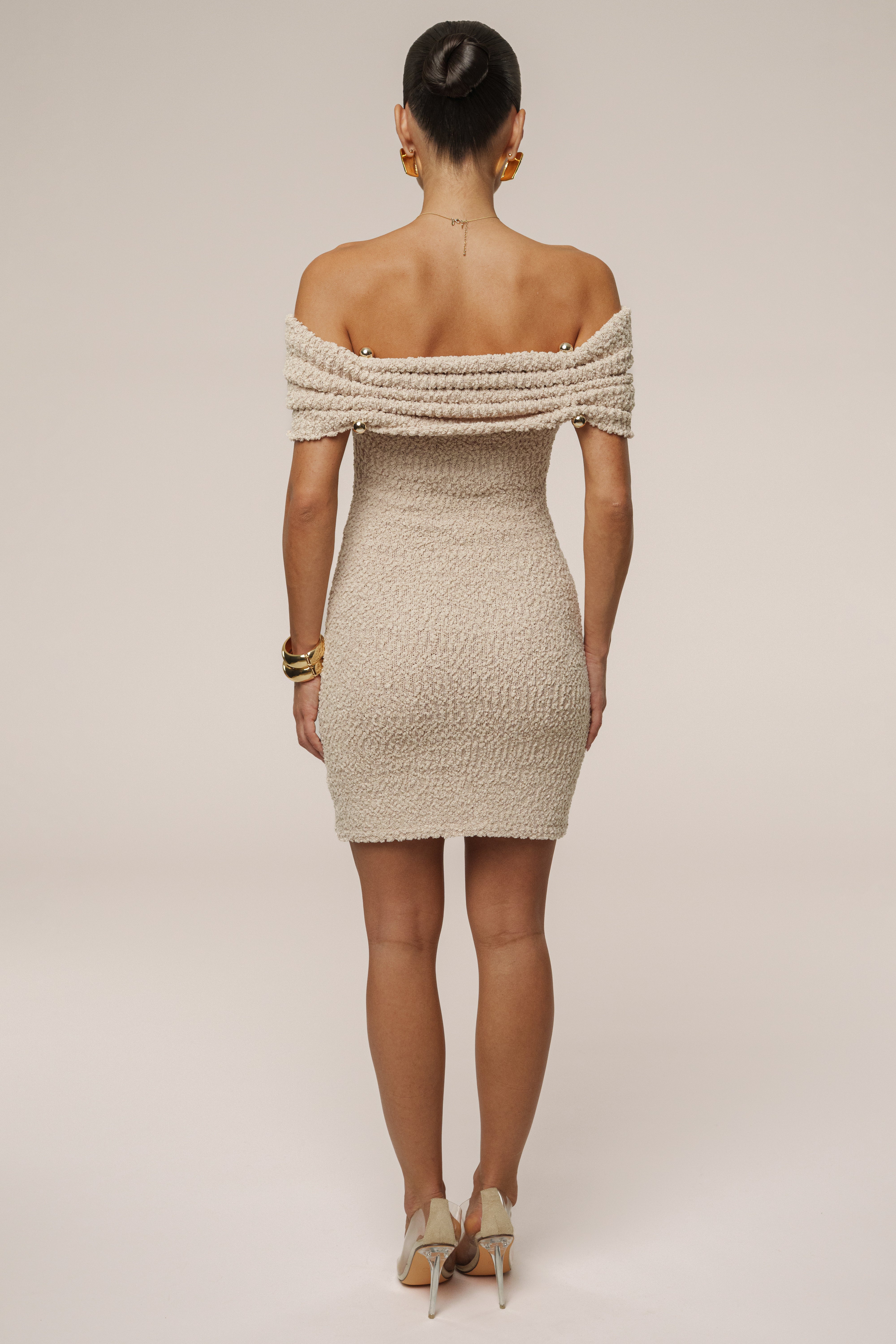 Beige Pour Over Mini Dress - JLUXLABEL