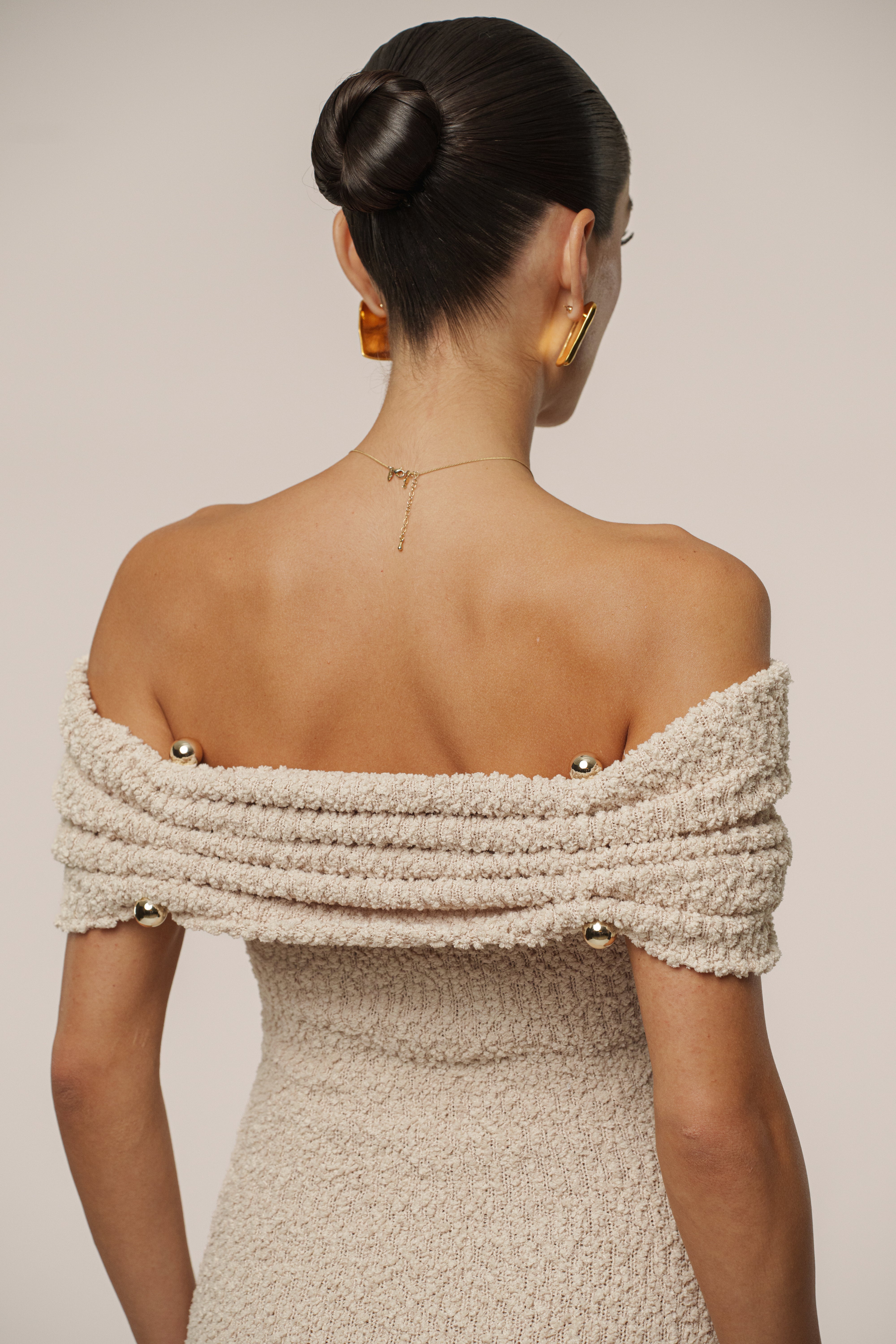 Beige Pour Over Mini Dress - JLUXLABEL