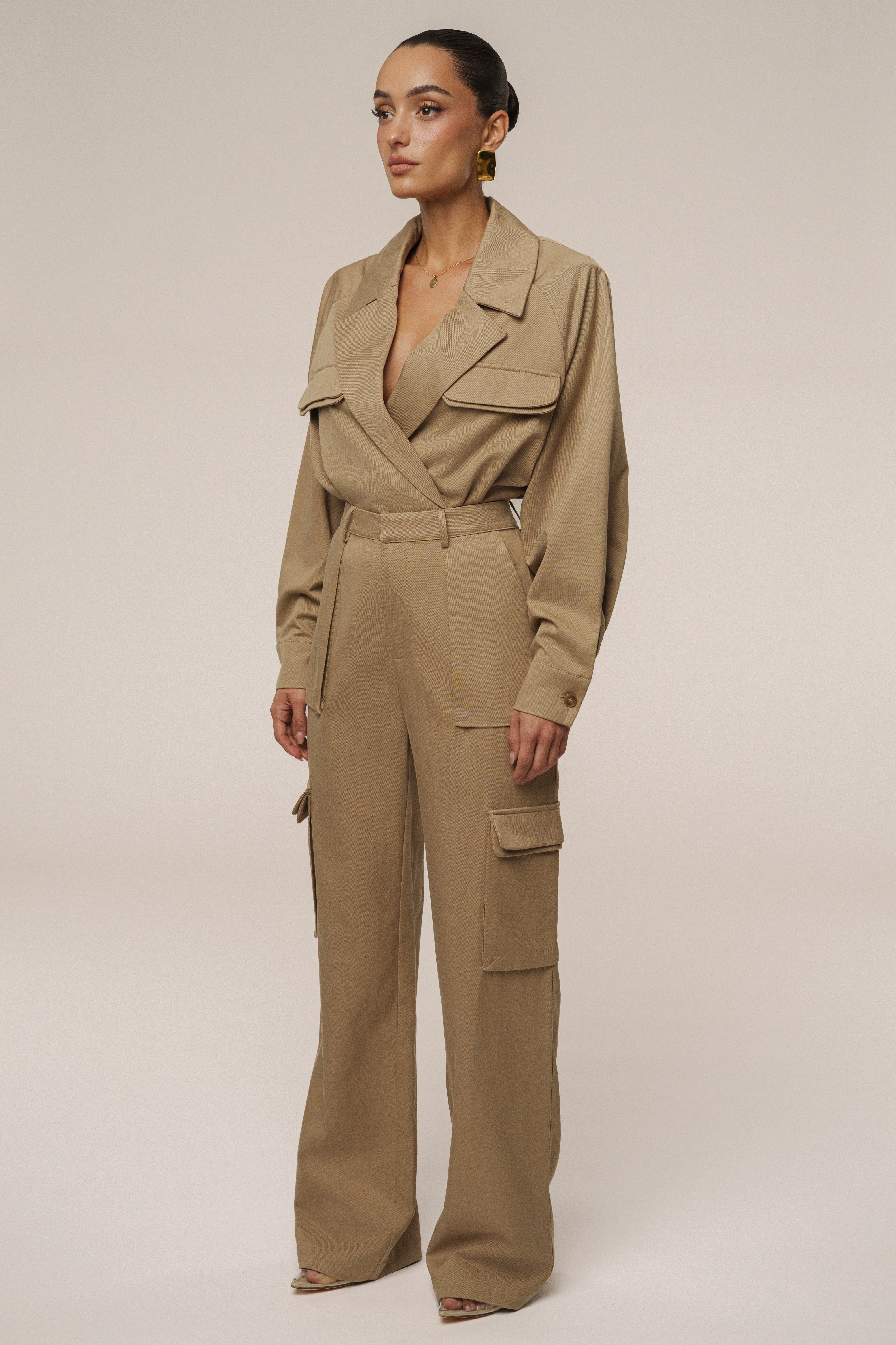 Tan Structure Theory Bodysuit - JLUXLABEL