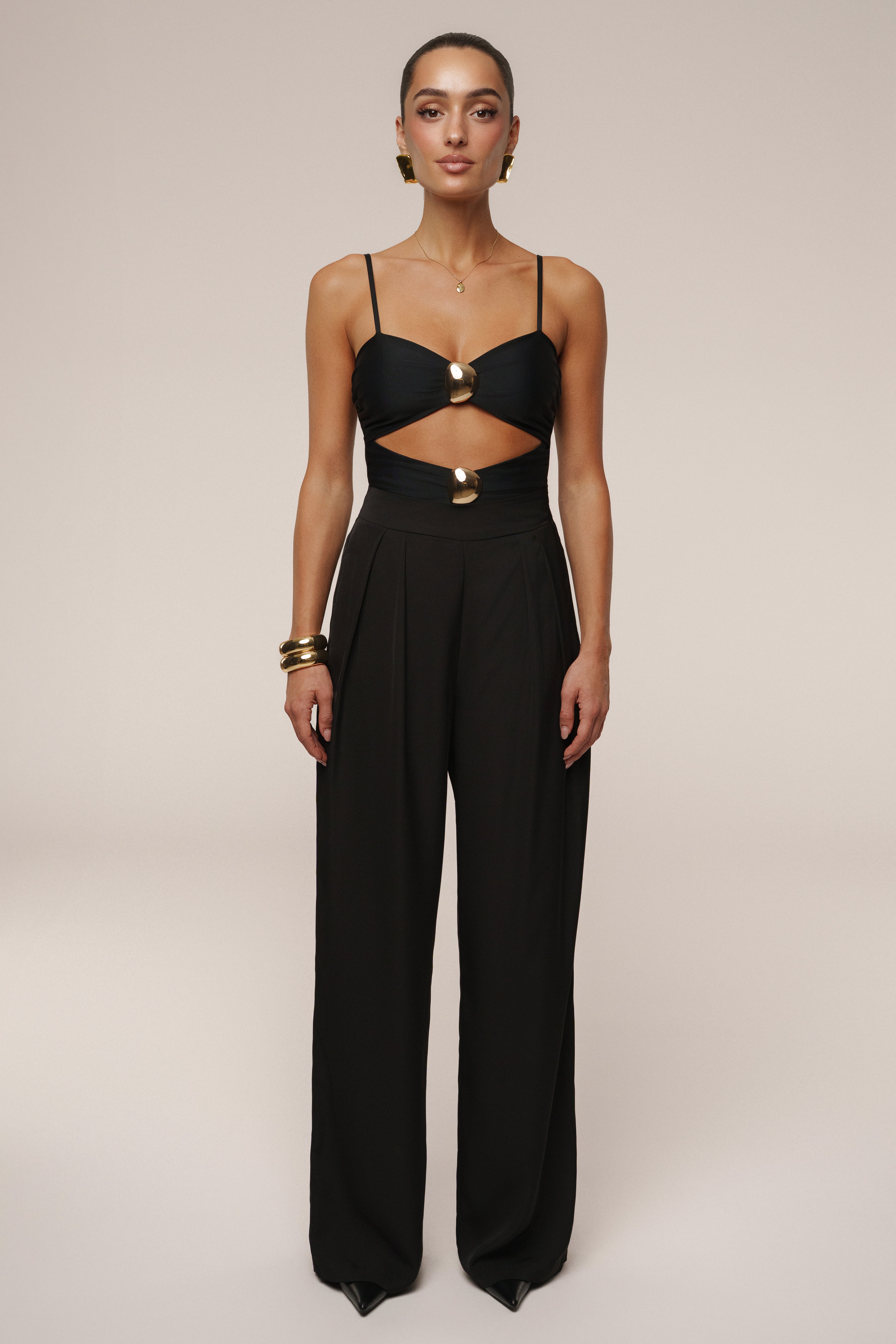 Black Aura Embellished Bodysuit - JLUXLABEL