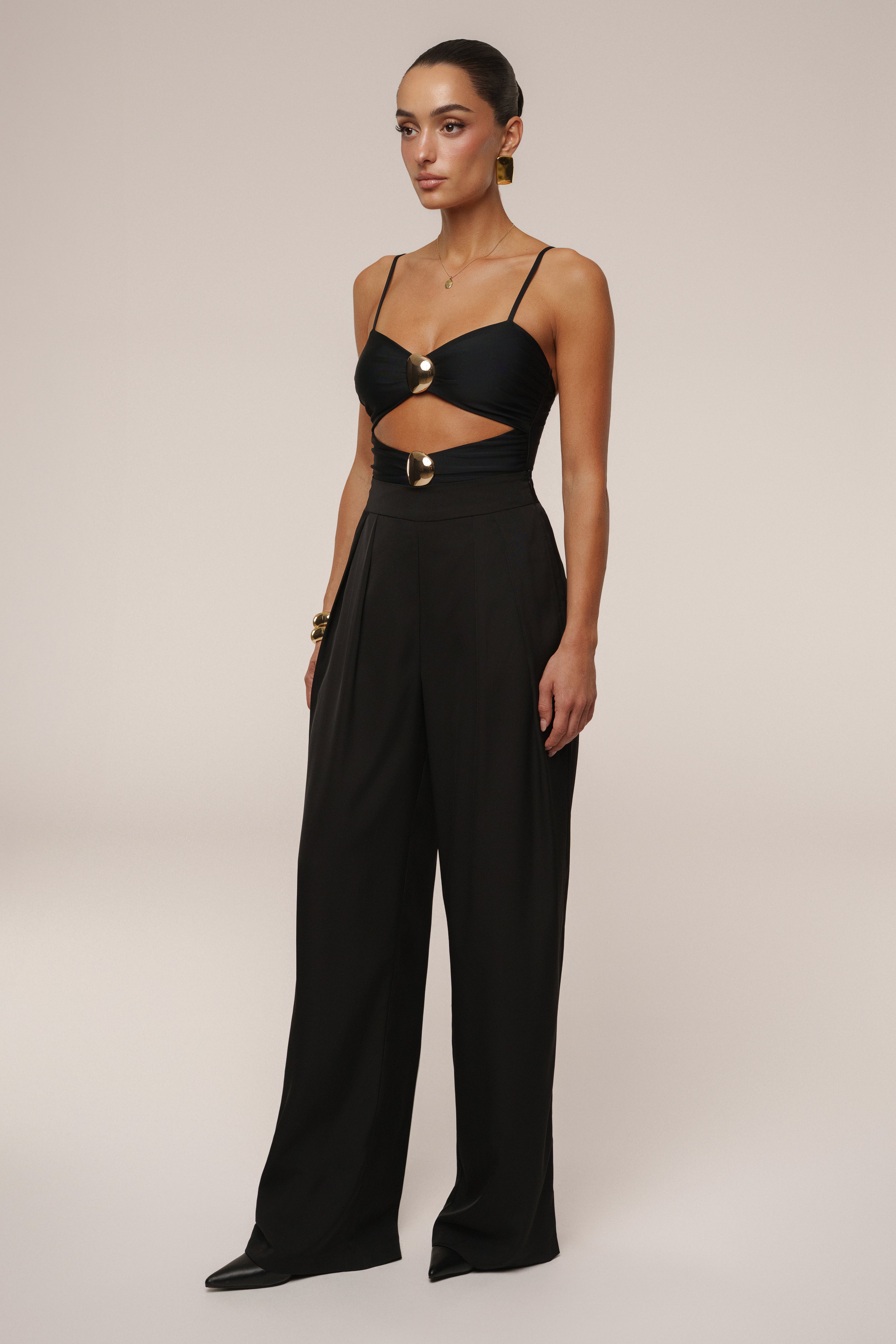 Black Aura Embellished Bodysuit - JLUXLABEL