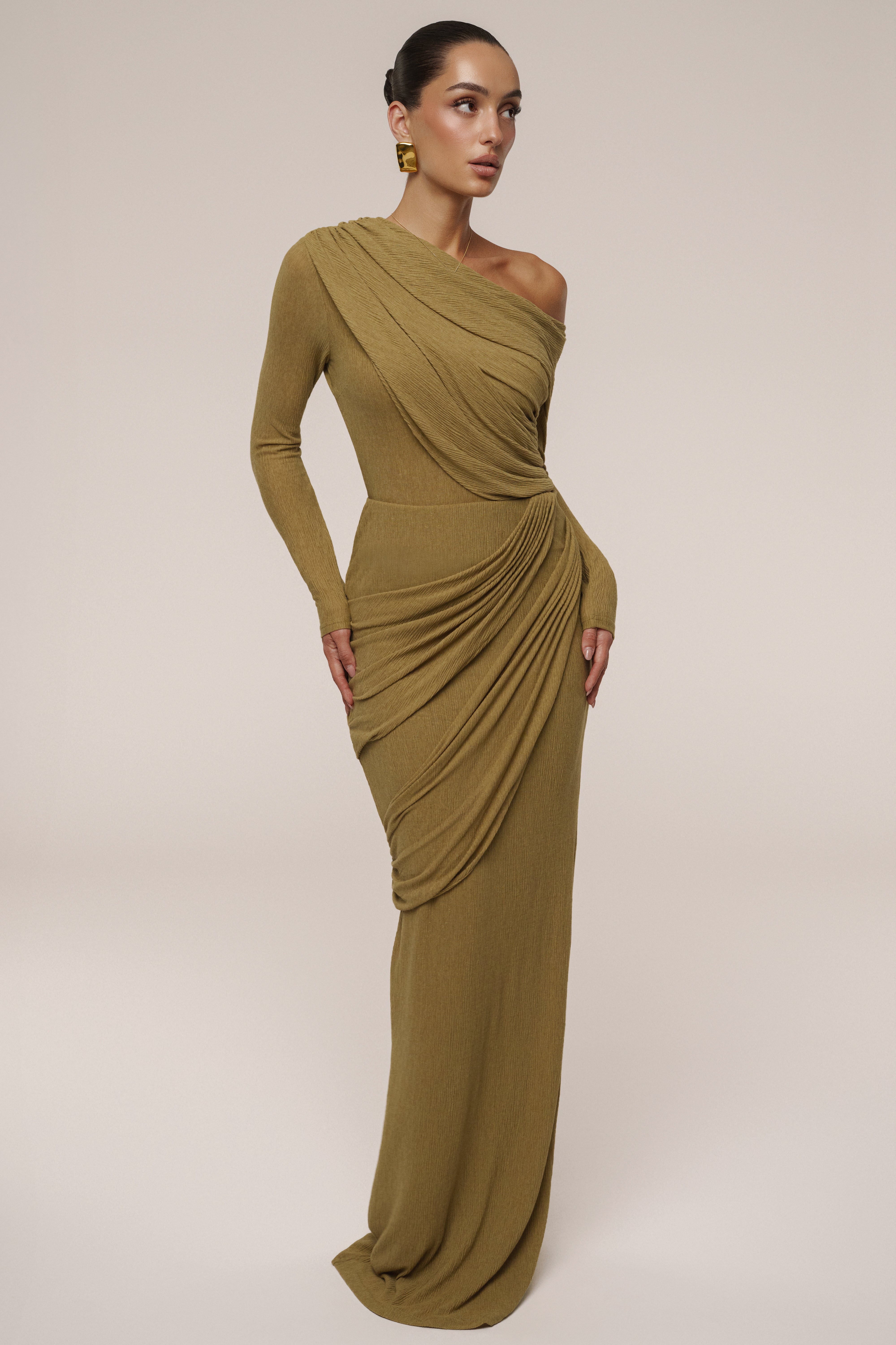 Moss Textured One Shoulder Bodysuit - JLUXLABEL