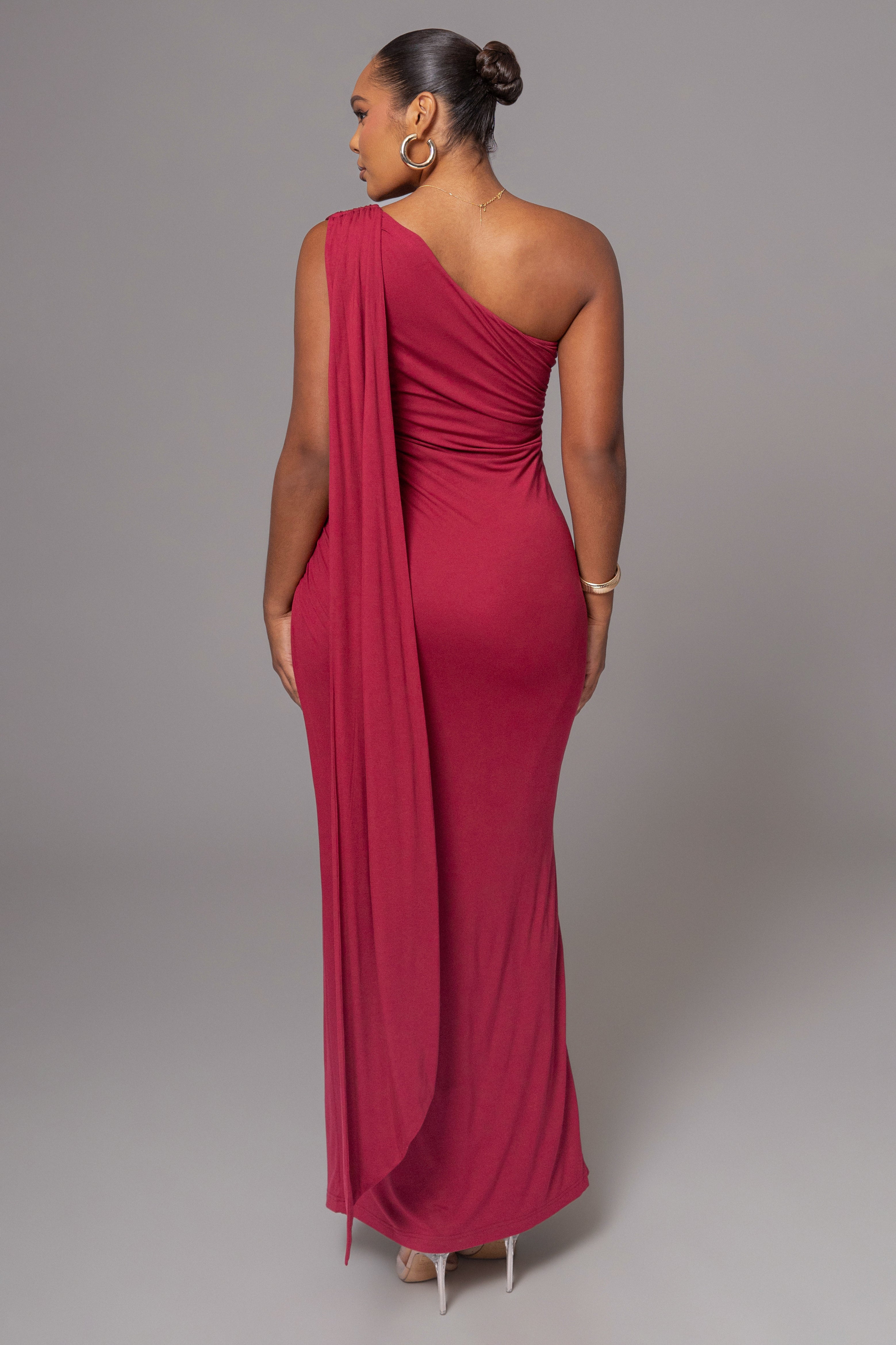 Red Kianna Drape Maxi Dress - JLUXLABEL