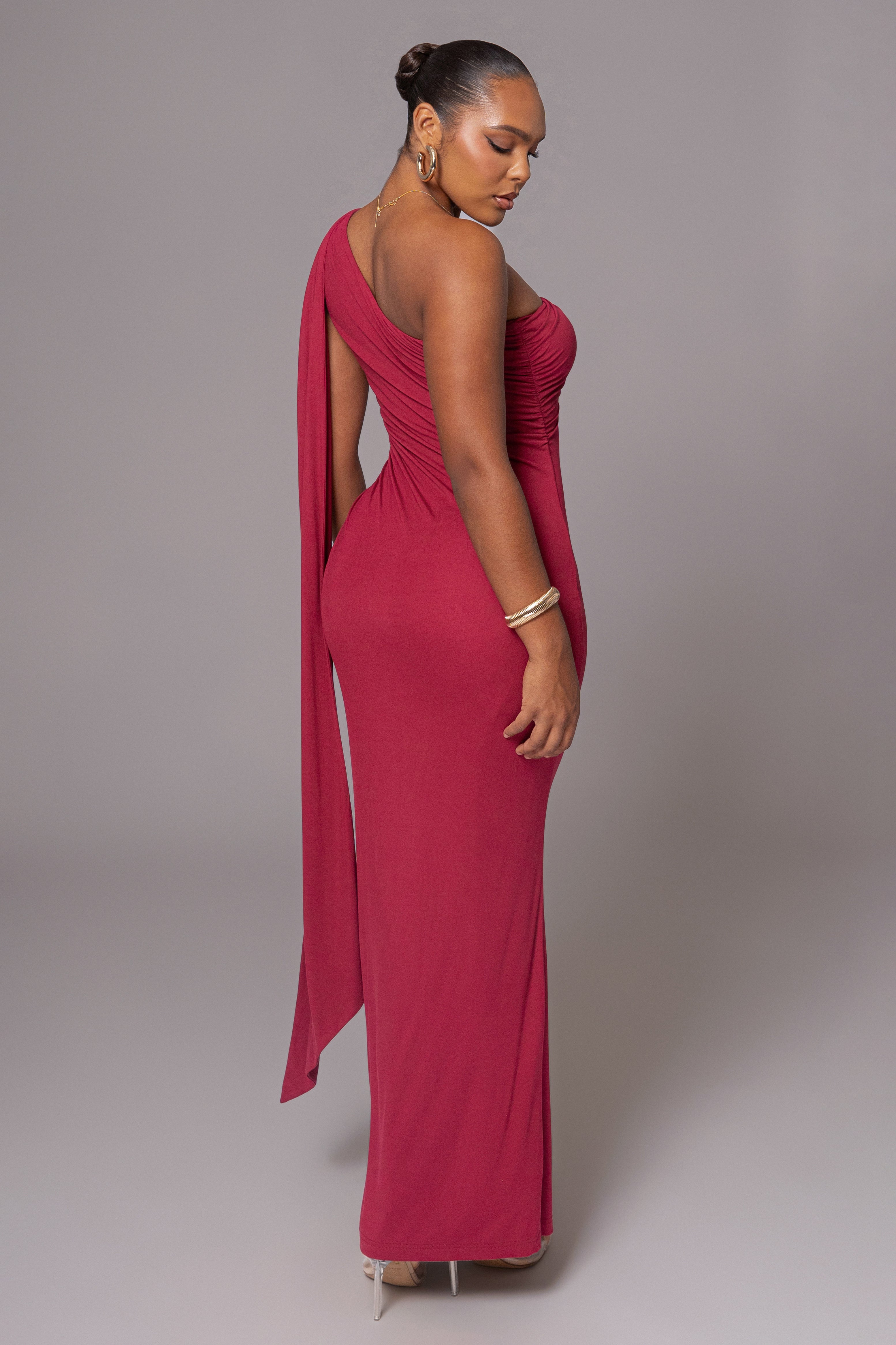 Red Kianna Drape Maxi Dress - JLUXLABEL