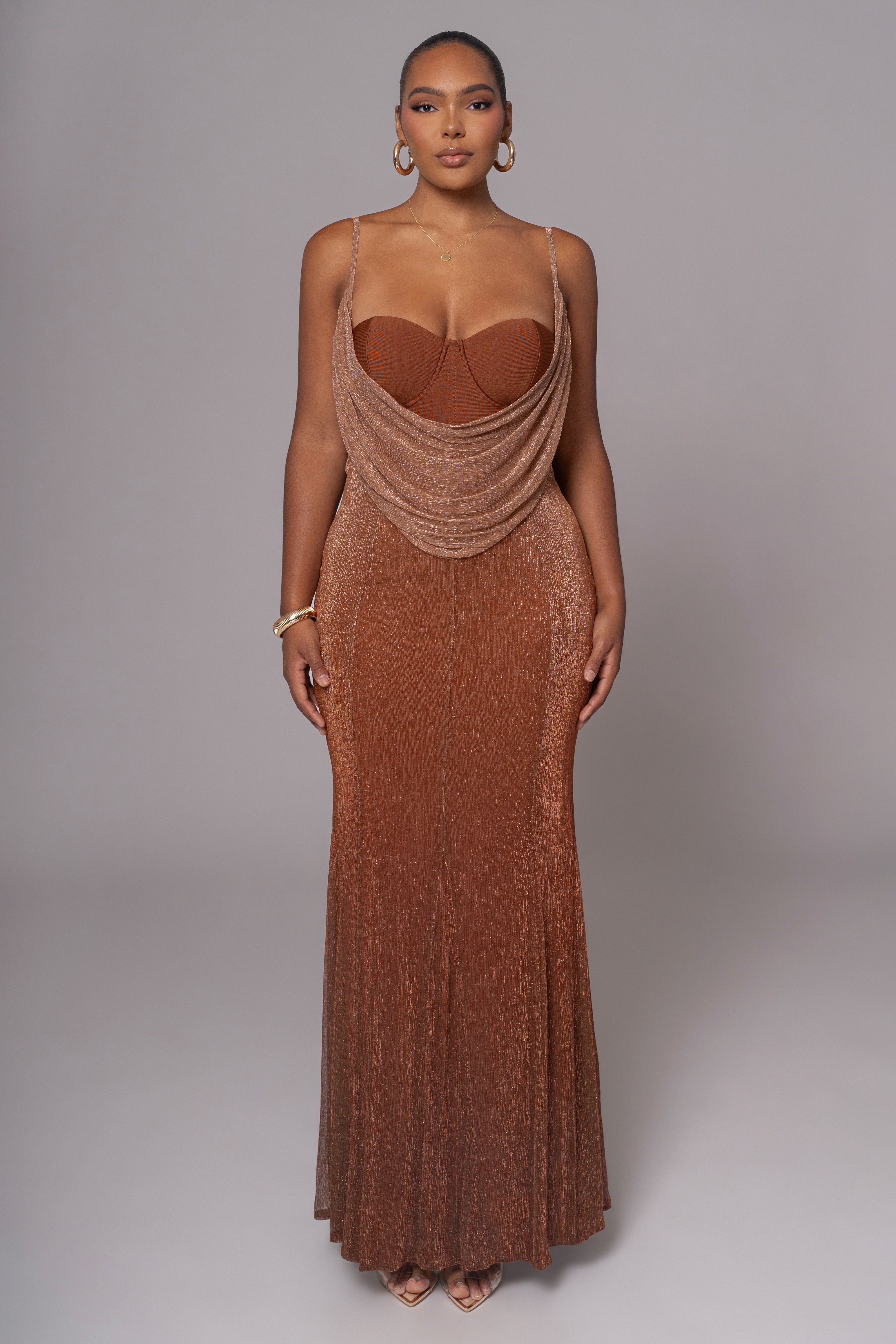 Gold Shimmery Nights Maxi Dress - JLUXLABEL