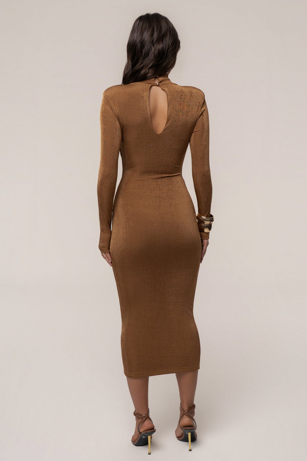 Tan Kara Mock Neck Dress
