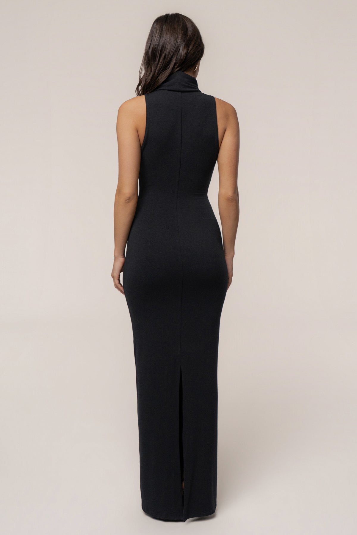 Black Classic Turtleneck Maxi Dress
