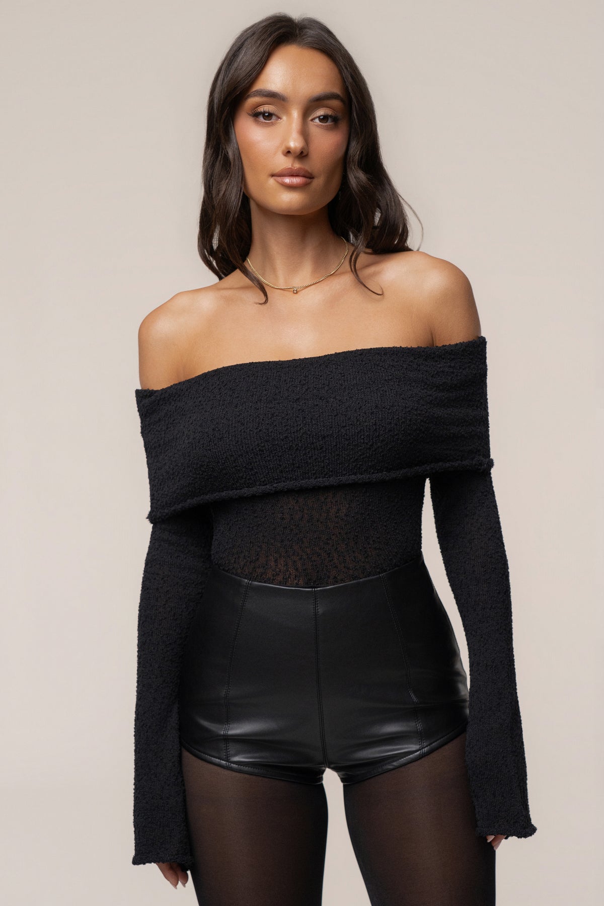 Black Front Row PU Leather Short