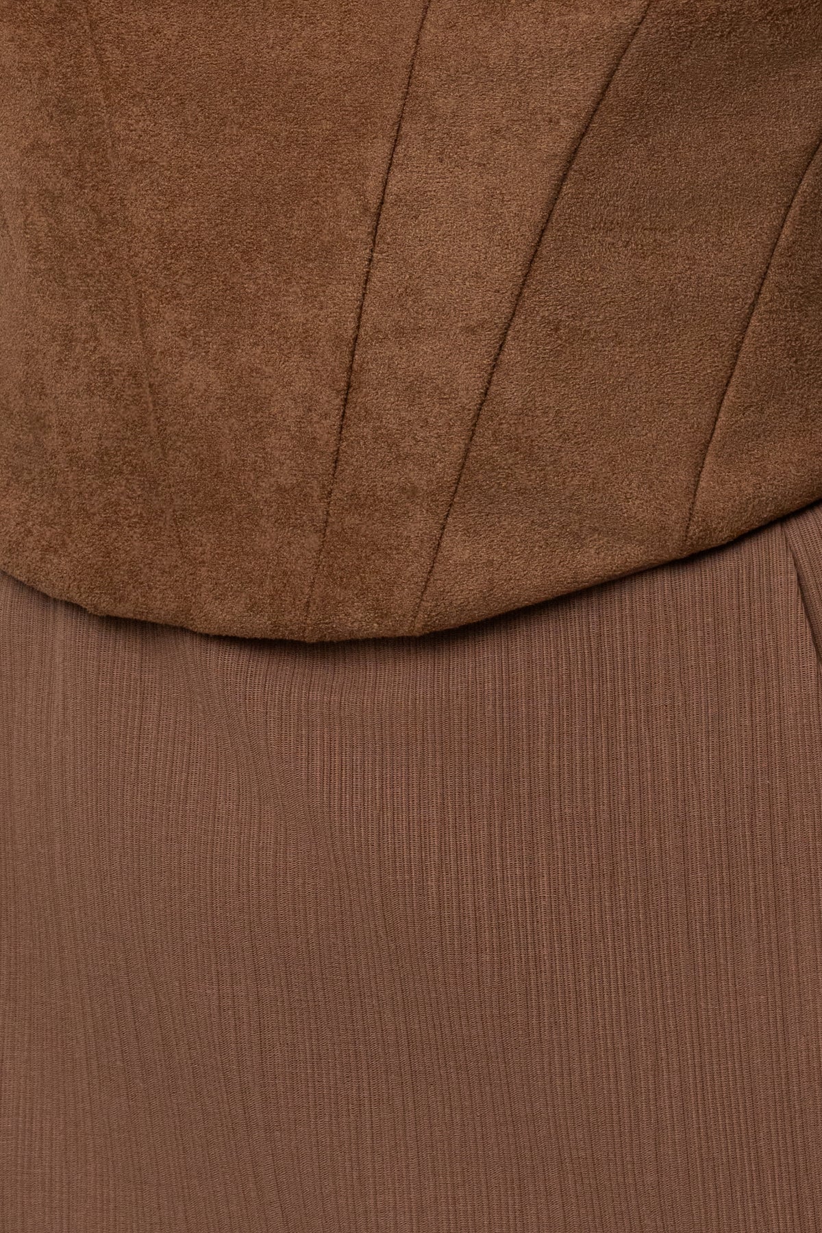Pecan Hourglass Suede Maxi Dress