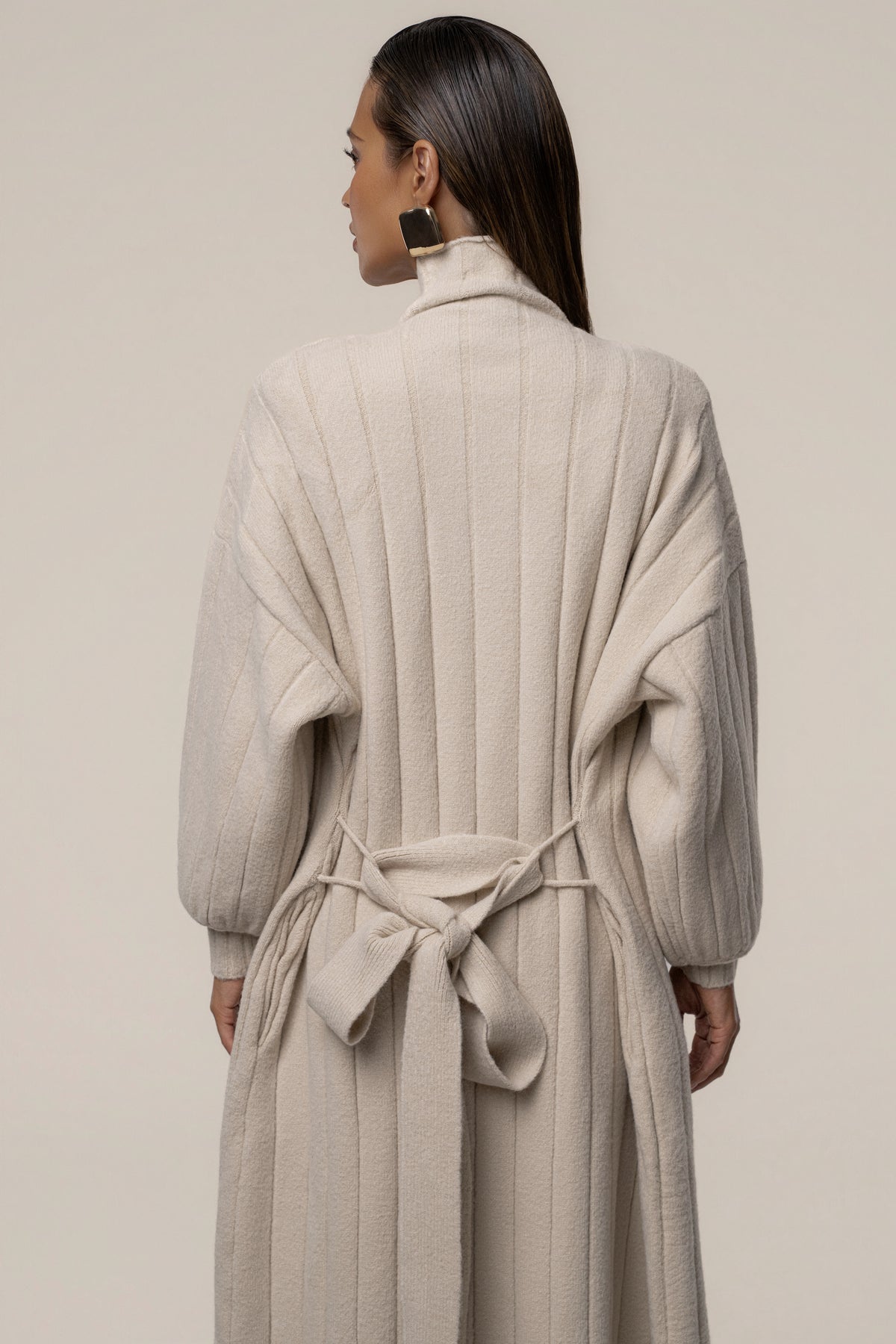 Stone Oversize Ribbed Cardigan