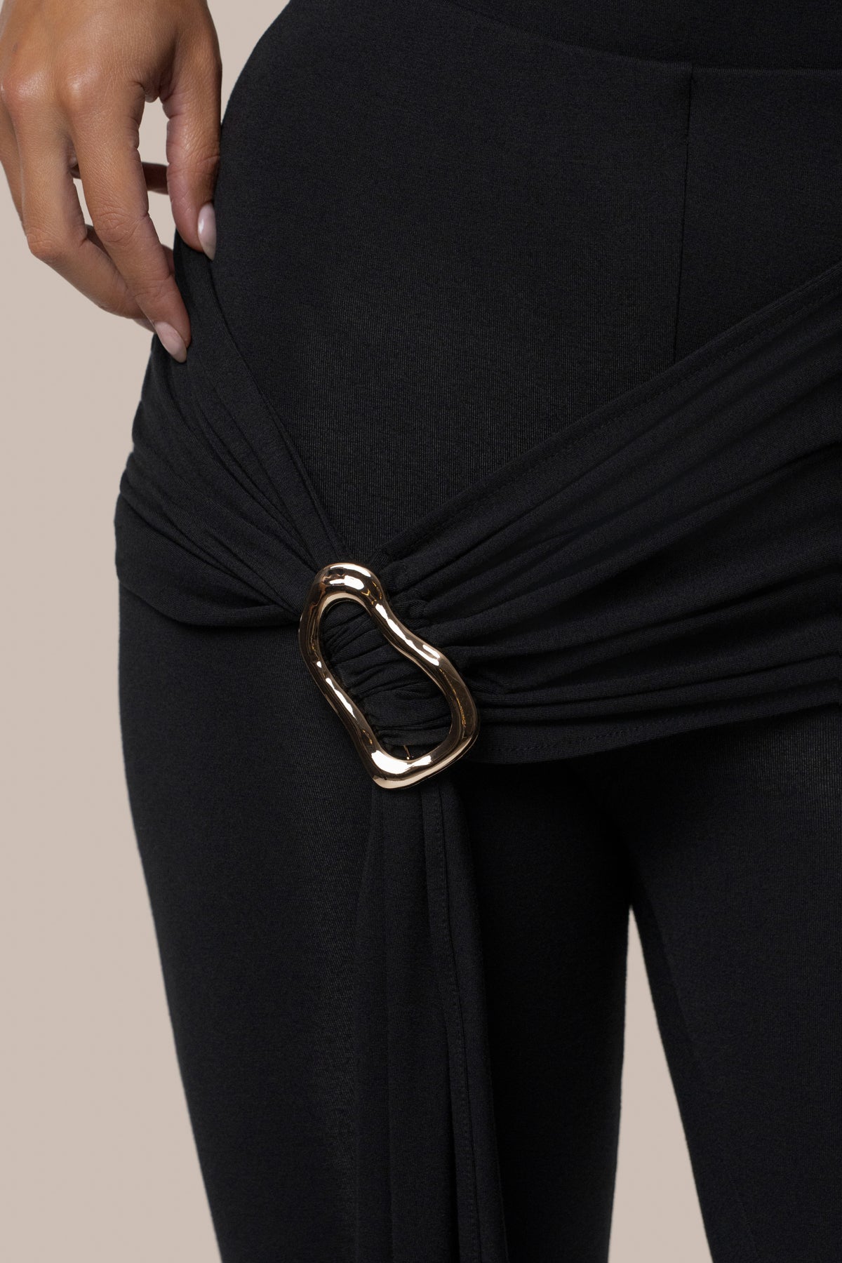 Black Evening Plans Drape Legging - JLUXLABEL