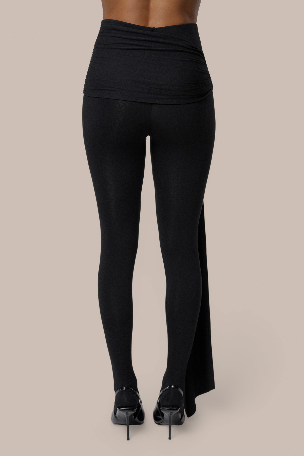 Black Evening Plans Drape Legging - JLUXLABEL