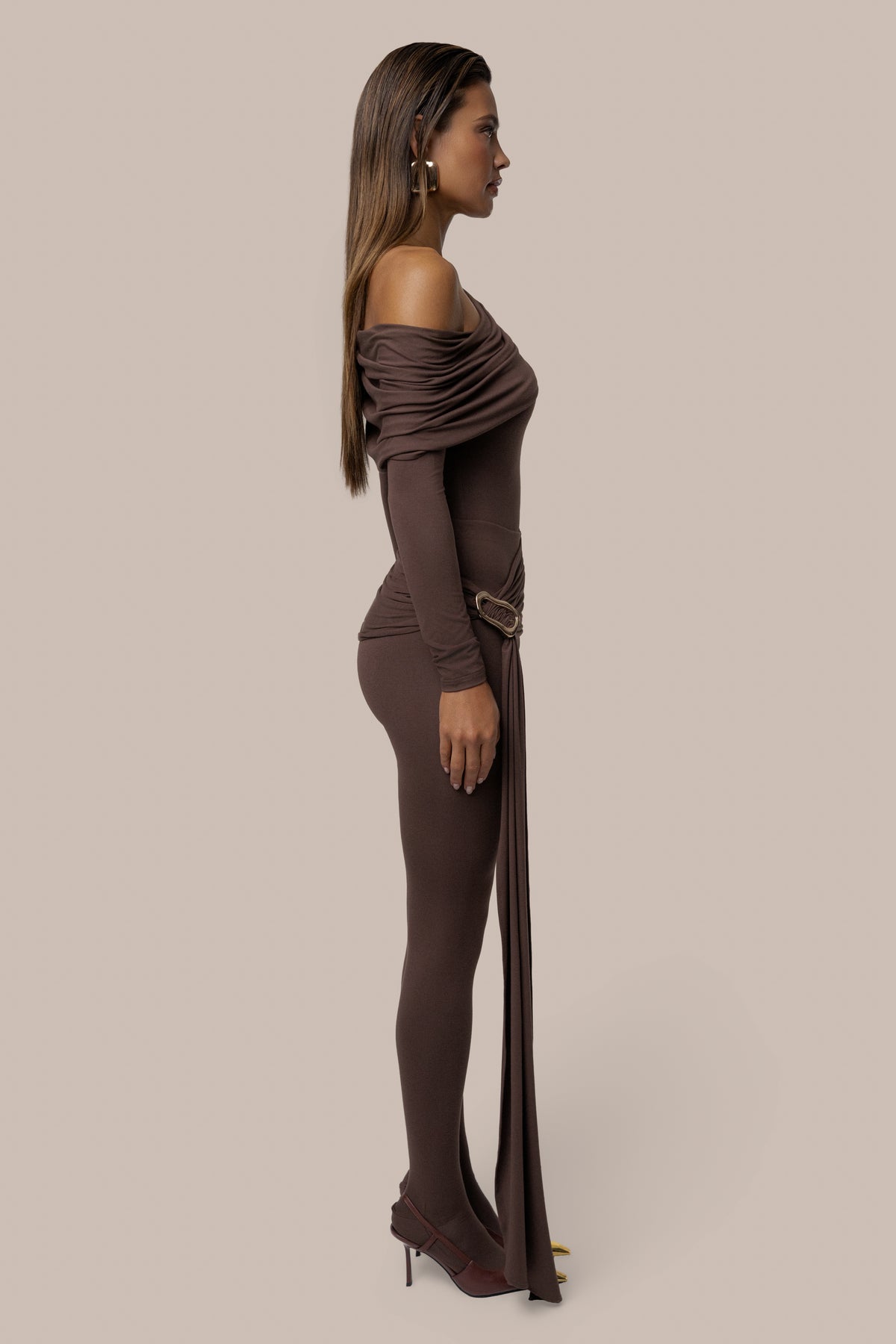 Chocolate Evening Plans Drape Legging - JLUXLABEL