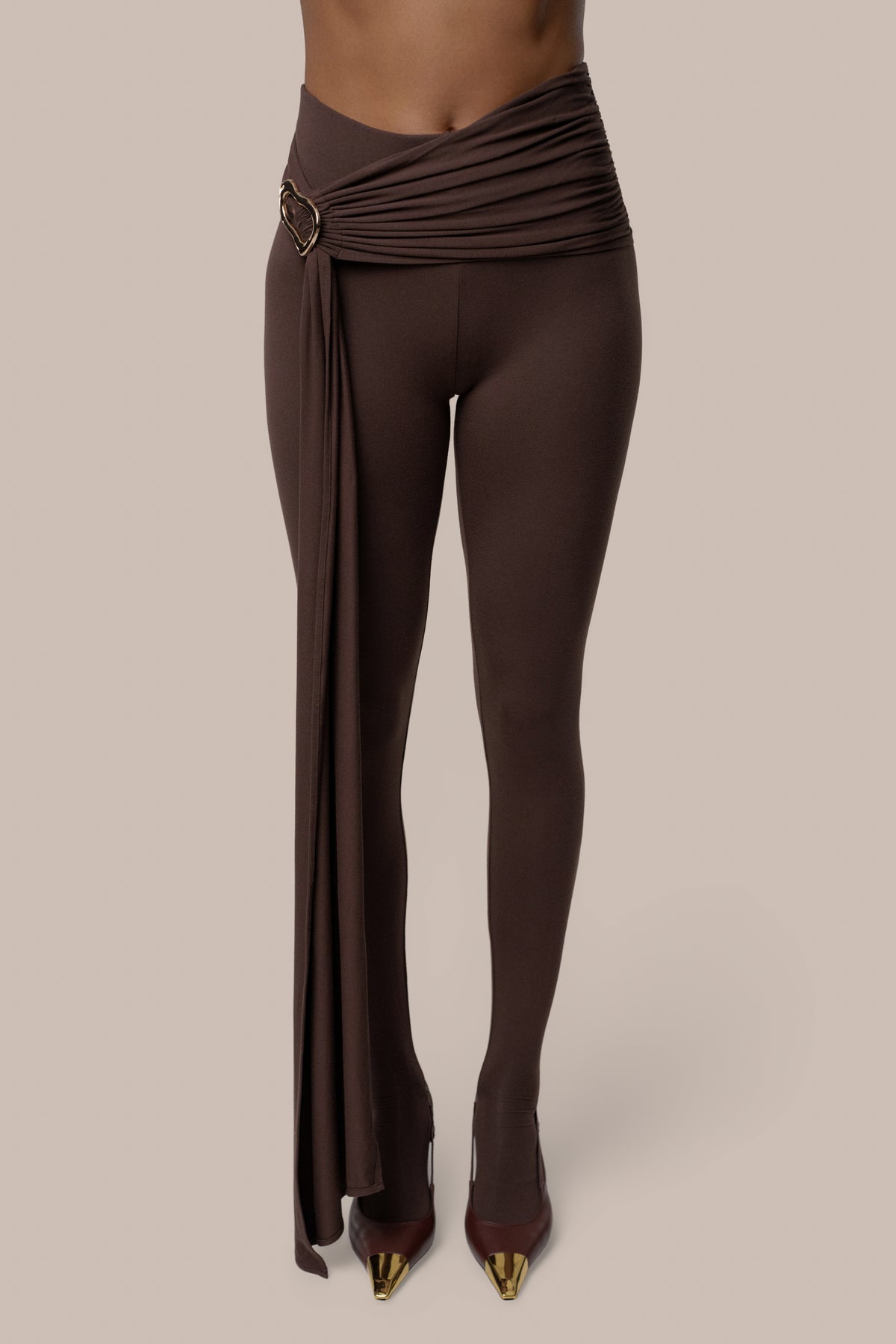 Chocolate Evening Plans Drape Legging - JLUXLABEL
