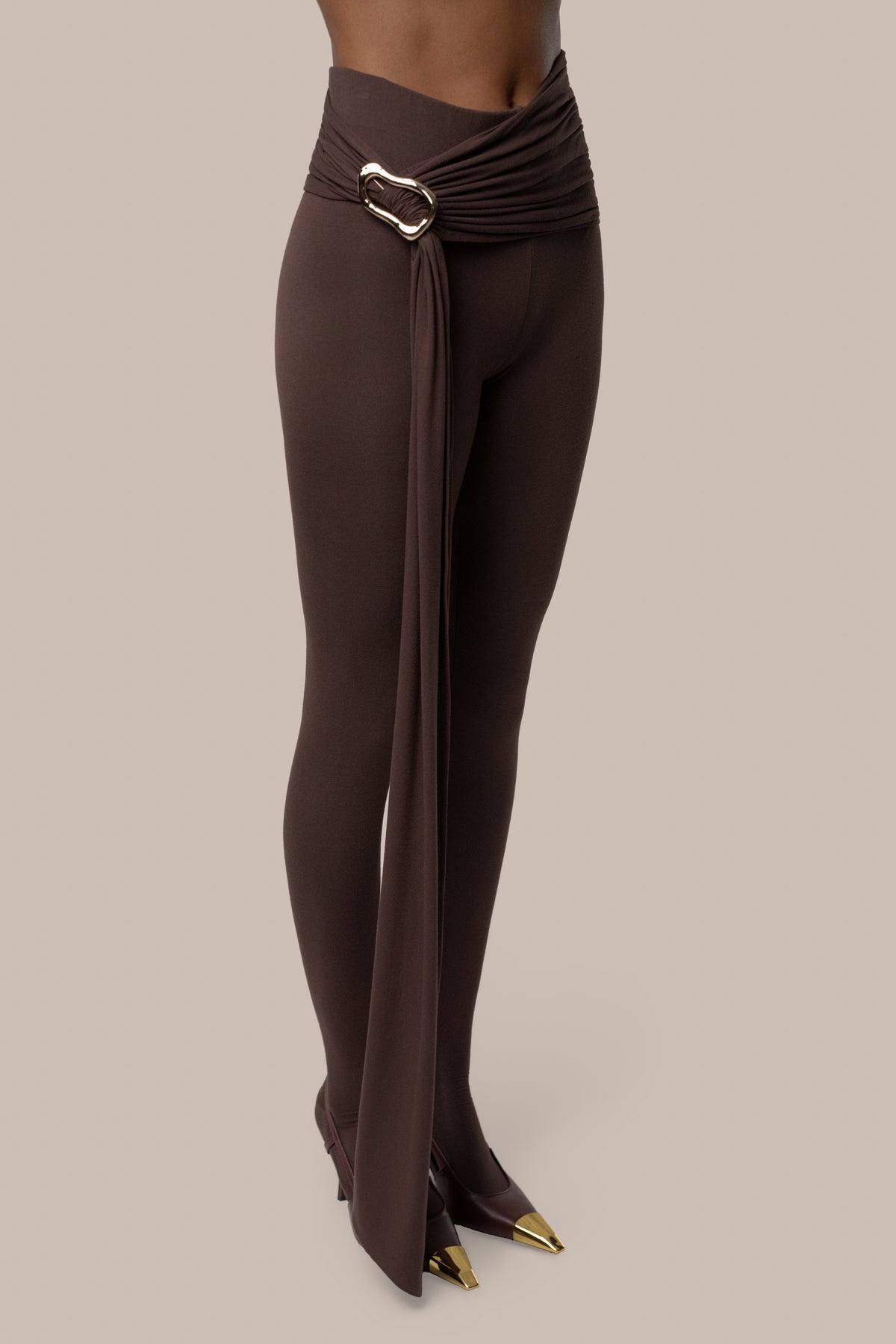 Chocolate Evening Plans Drape Legging - JLUXLABEL
