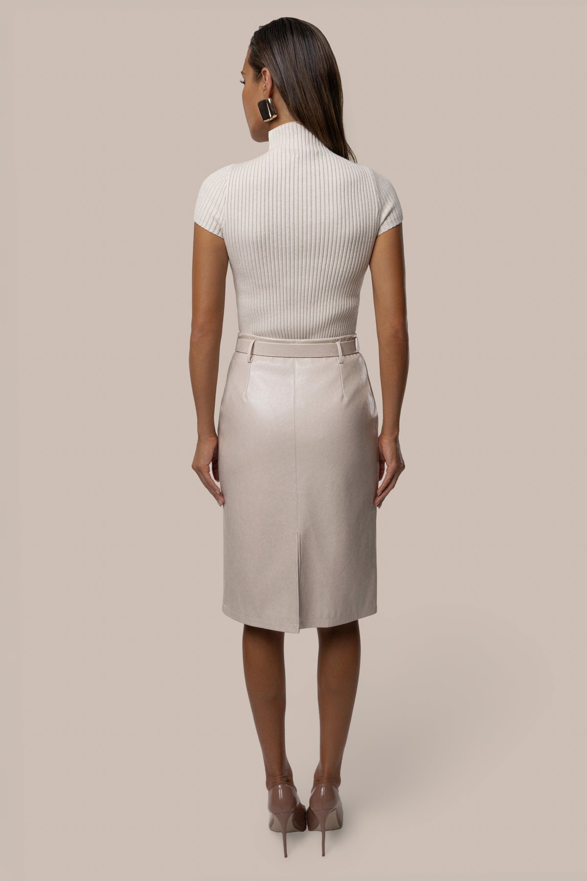 Lt. Grey Belted Gia Midi Skirt - JLUXLABEL