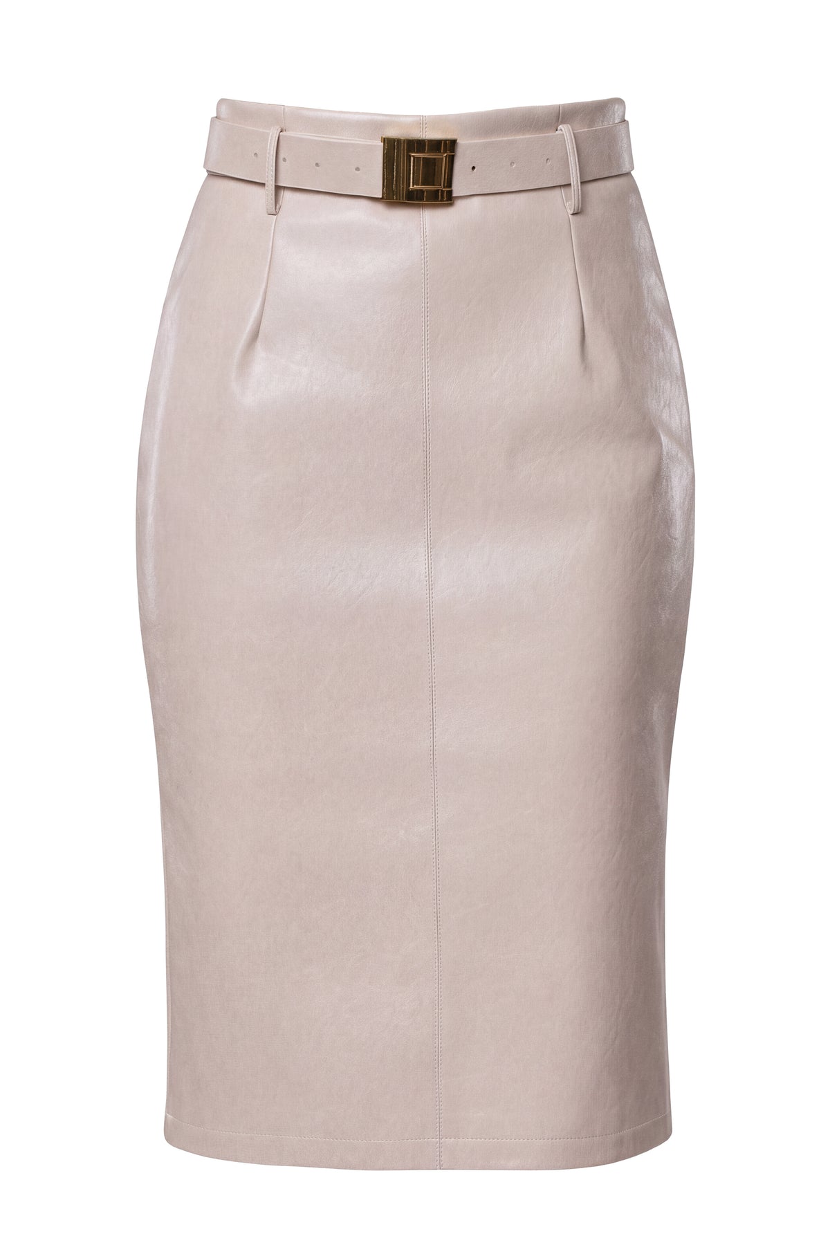 Lt. Grey Belted Gia Midi Skirt