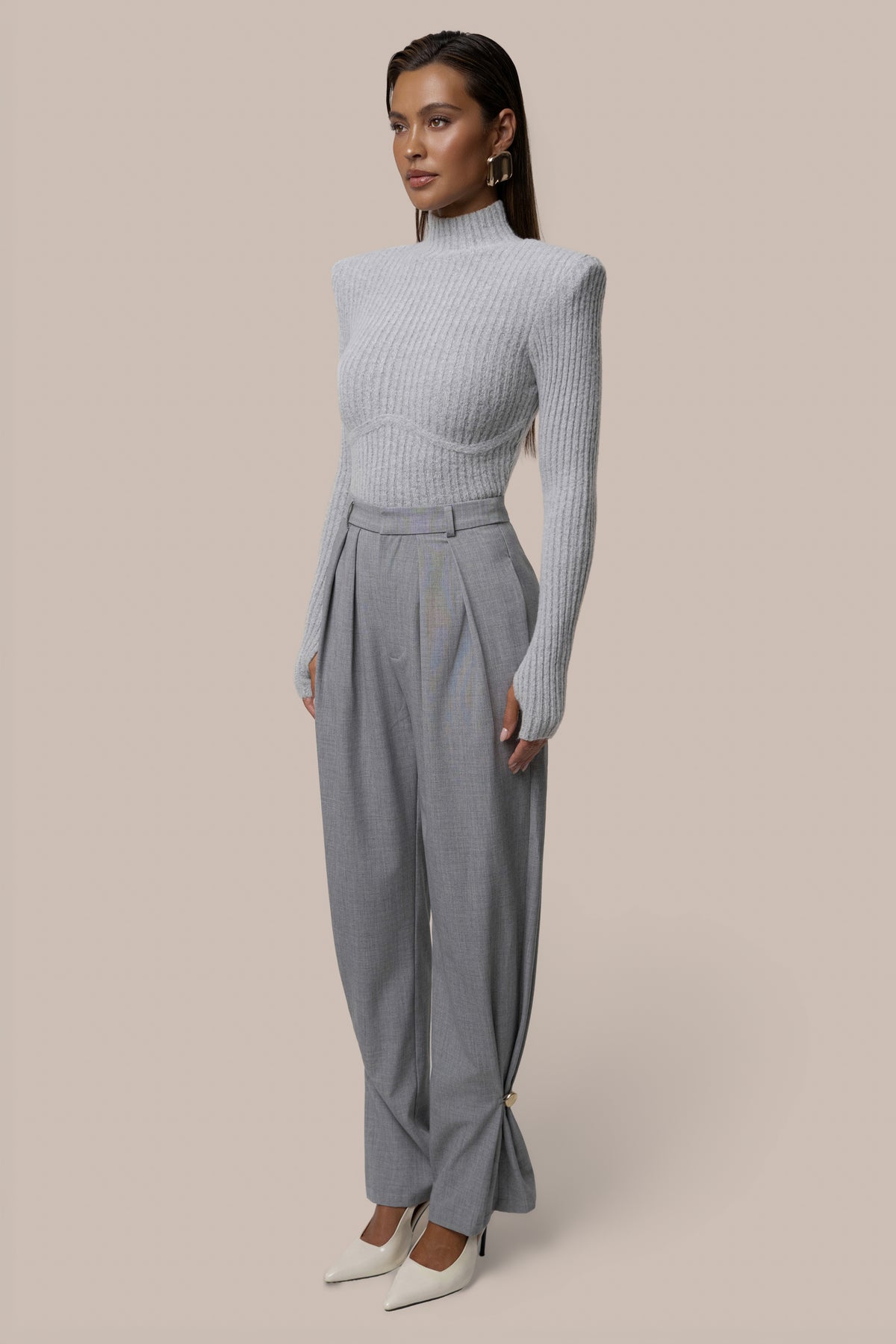 Grey Authority Pleat Trouser - JLUXLABEL