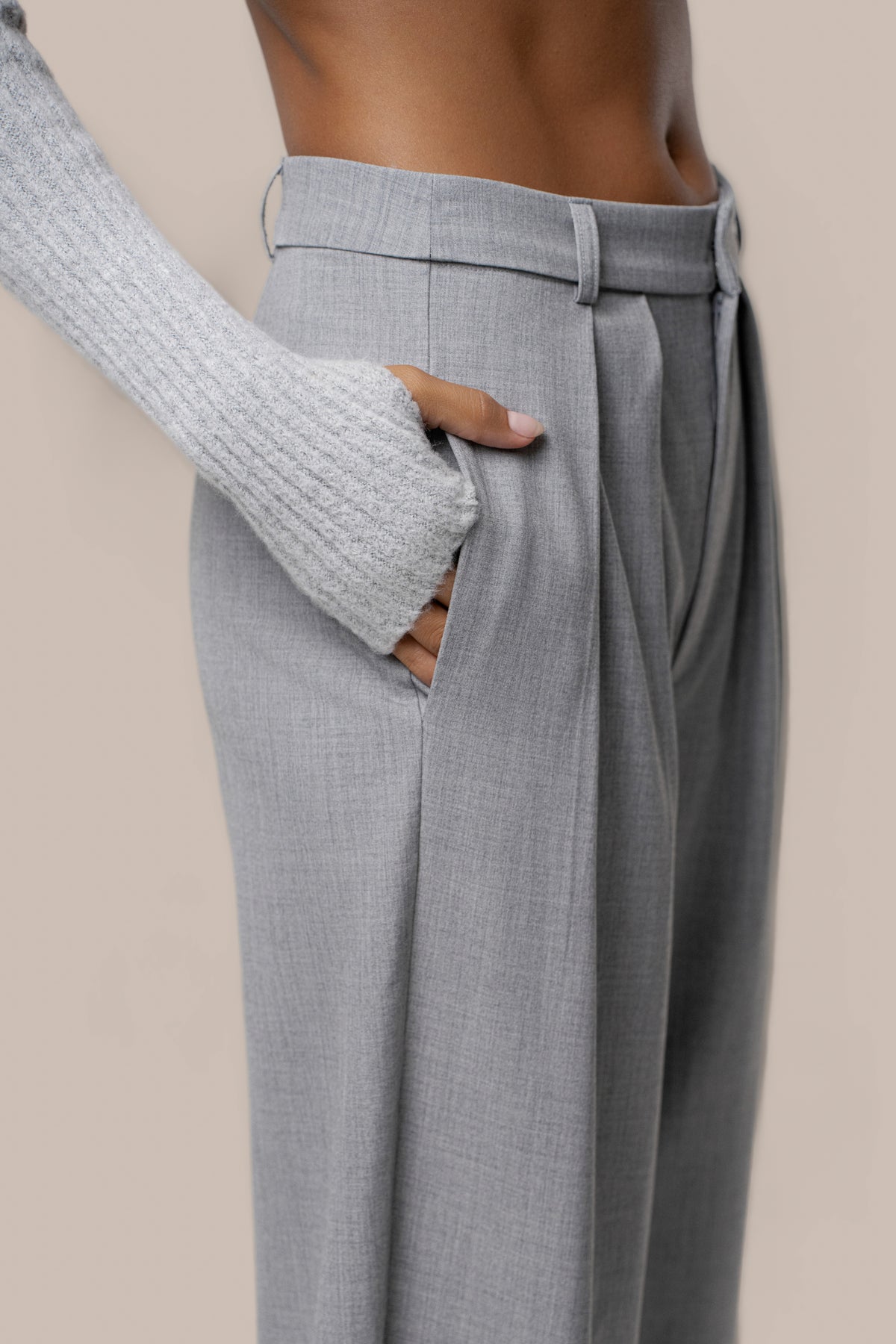 Grey Authority Pleat Trouser - JLUXLABEL