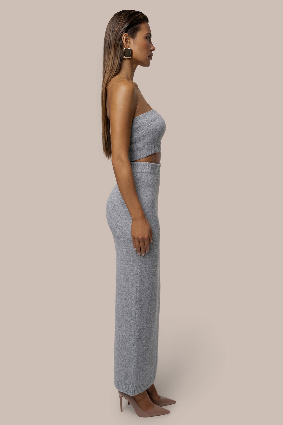Heather Grey Raven Knit Skirt Set - JLUXLABEL