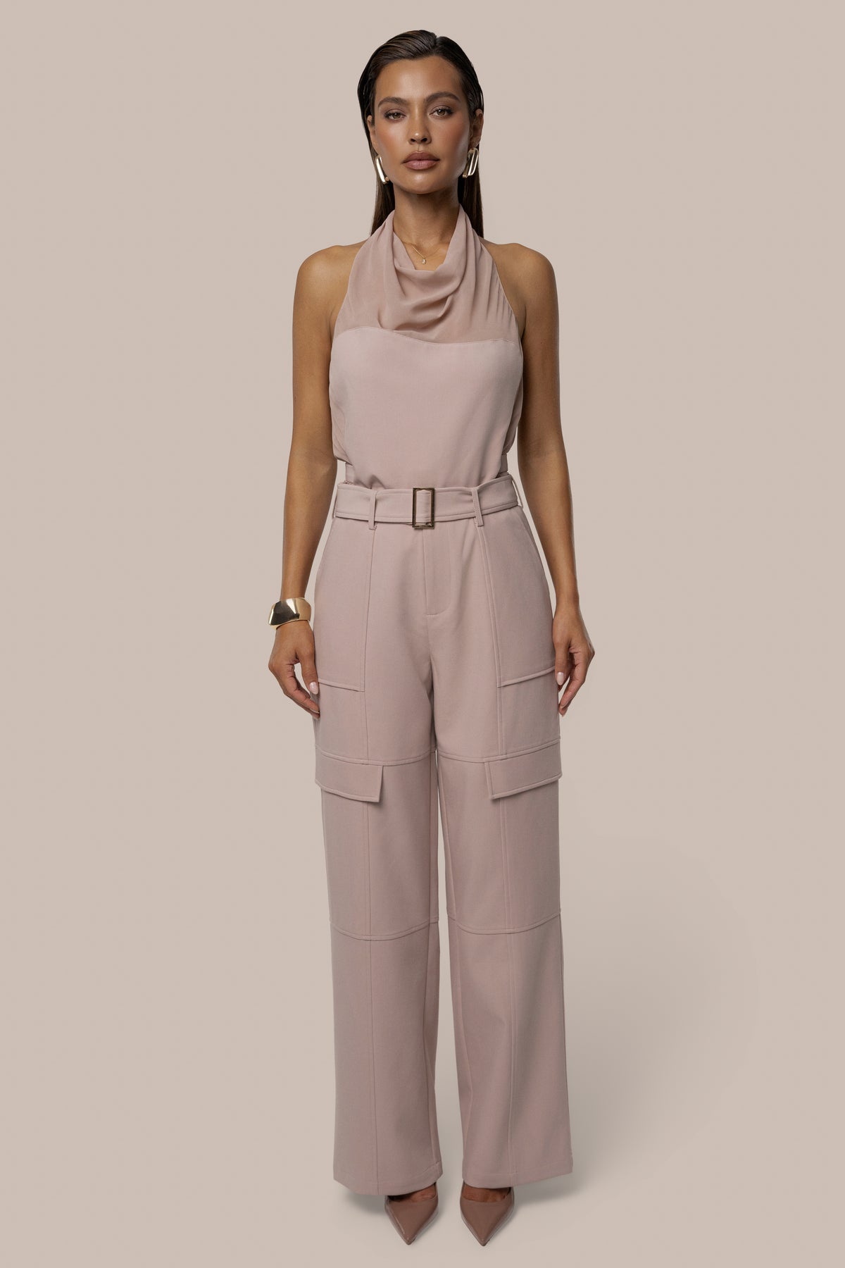 Mauve Uptown Chiffon Halter Top - JLUXLABEL