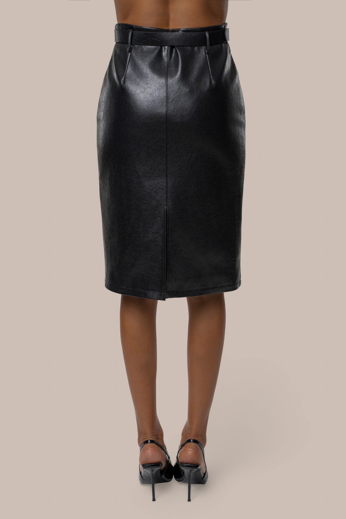 Black Belted Gia Midi Skirt - JLUXLABEL
