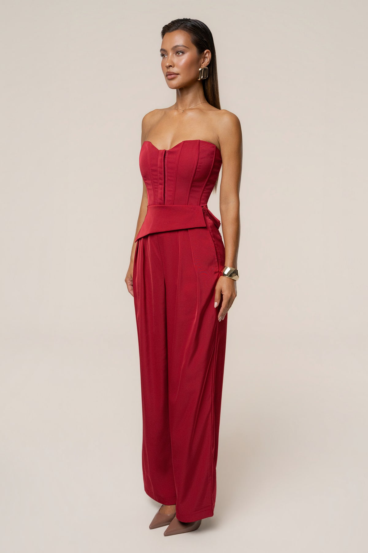Burgundy Viv Satin Bustier Top