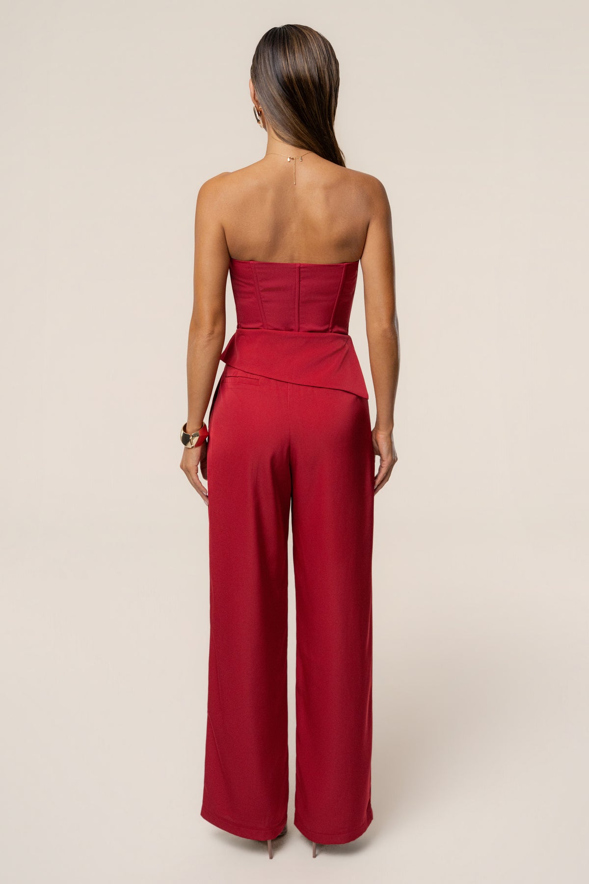 Burgundy Viv Satin Bustier Top