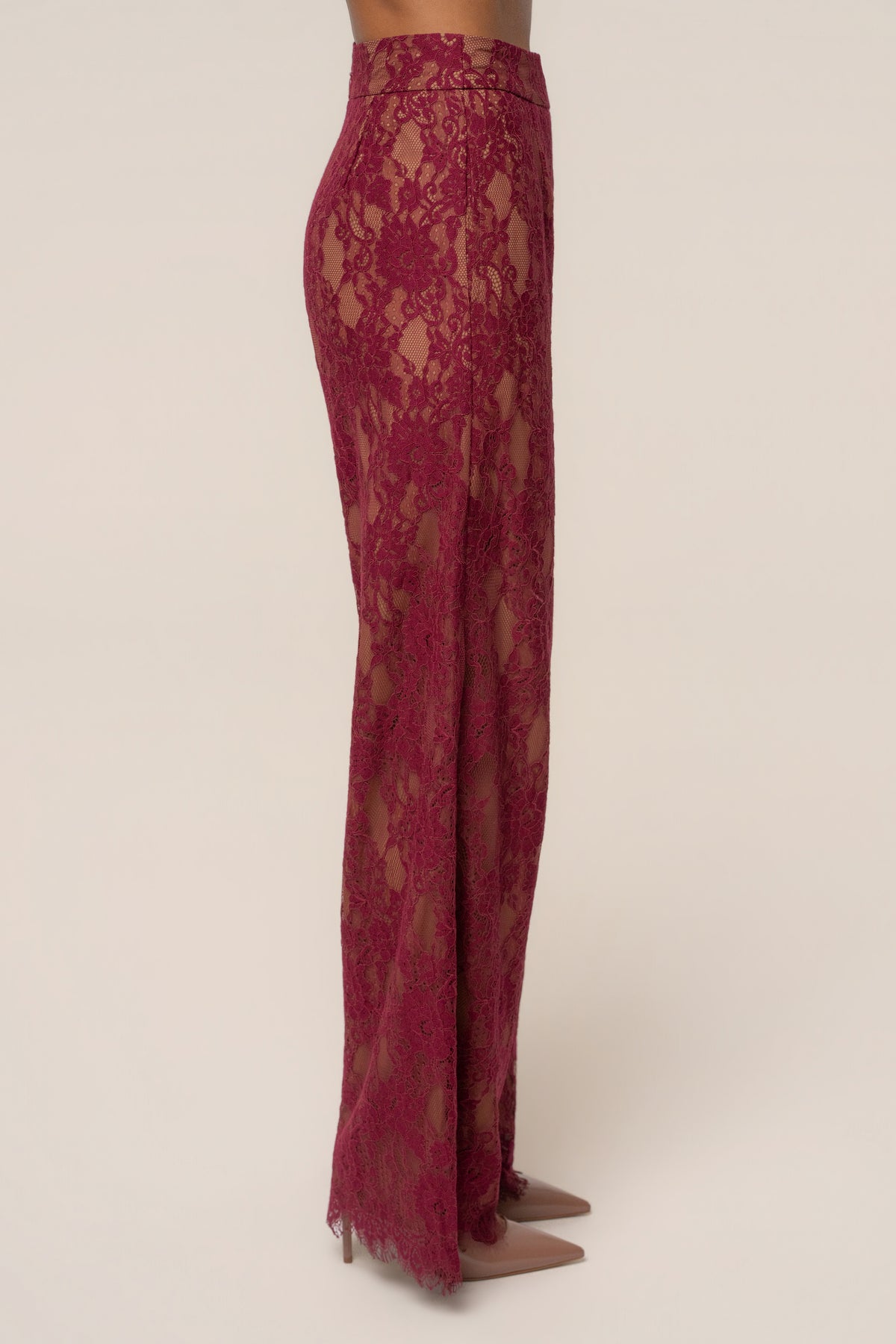 Burgundy Forever Crush Lace Pant - JLUXLABEL