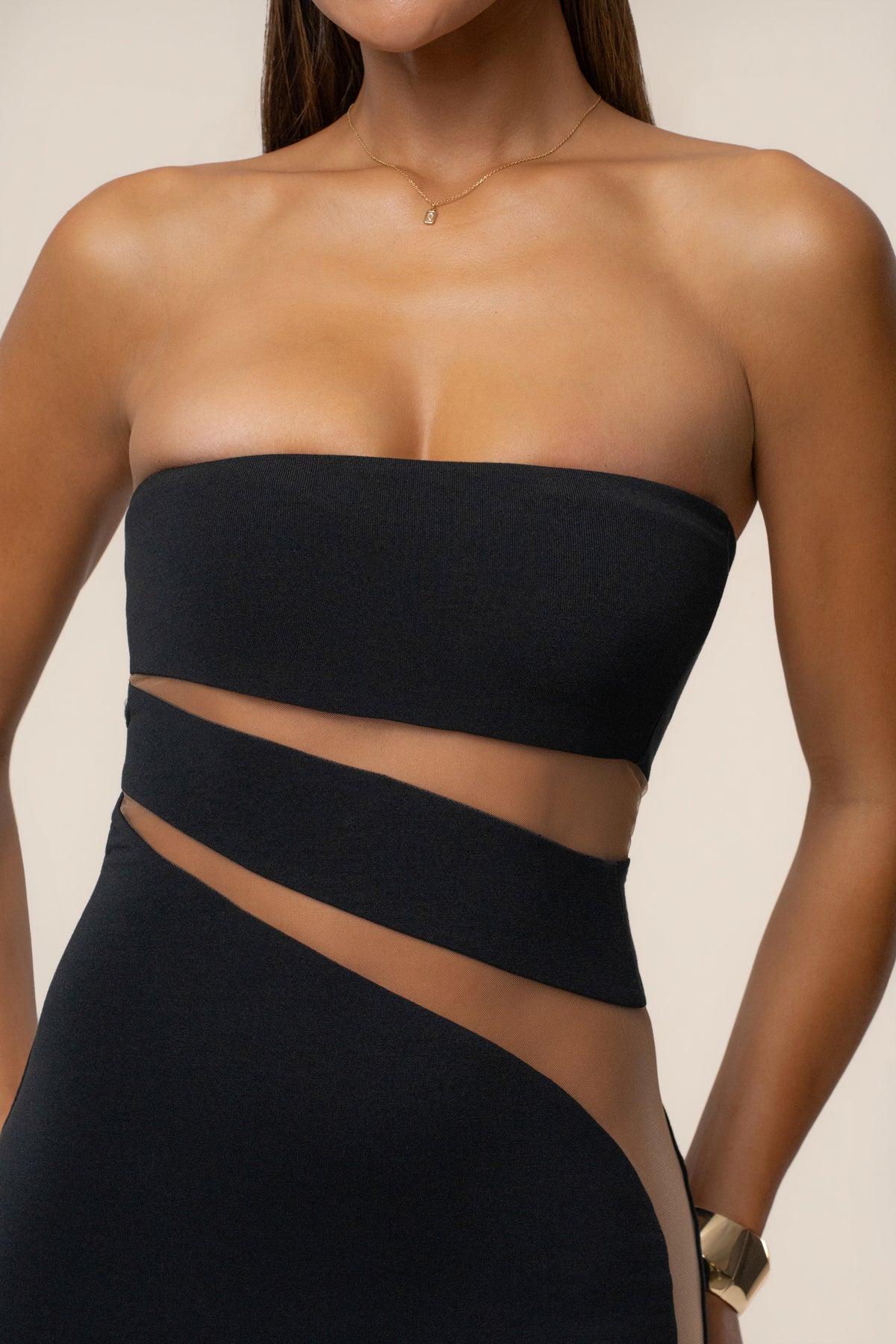 Black Unpredictable Midi Dress - JLUXLABEL