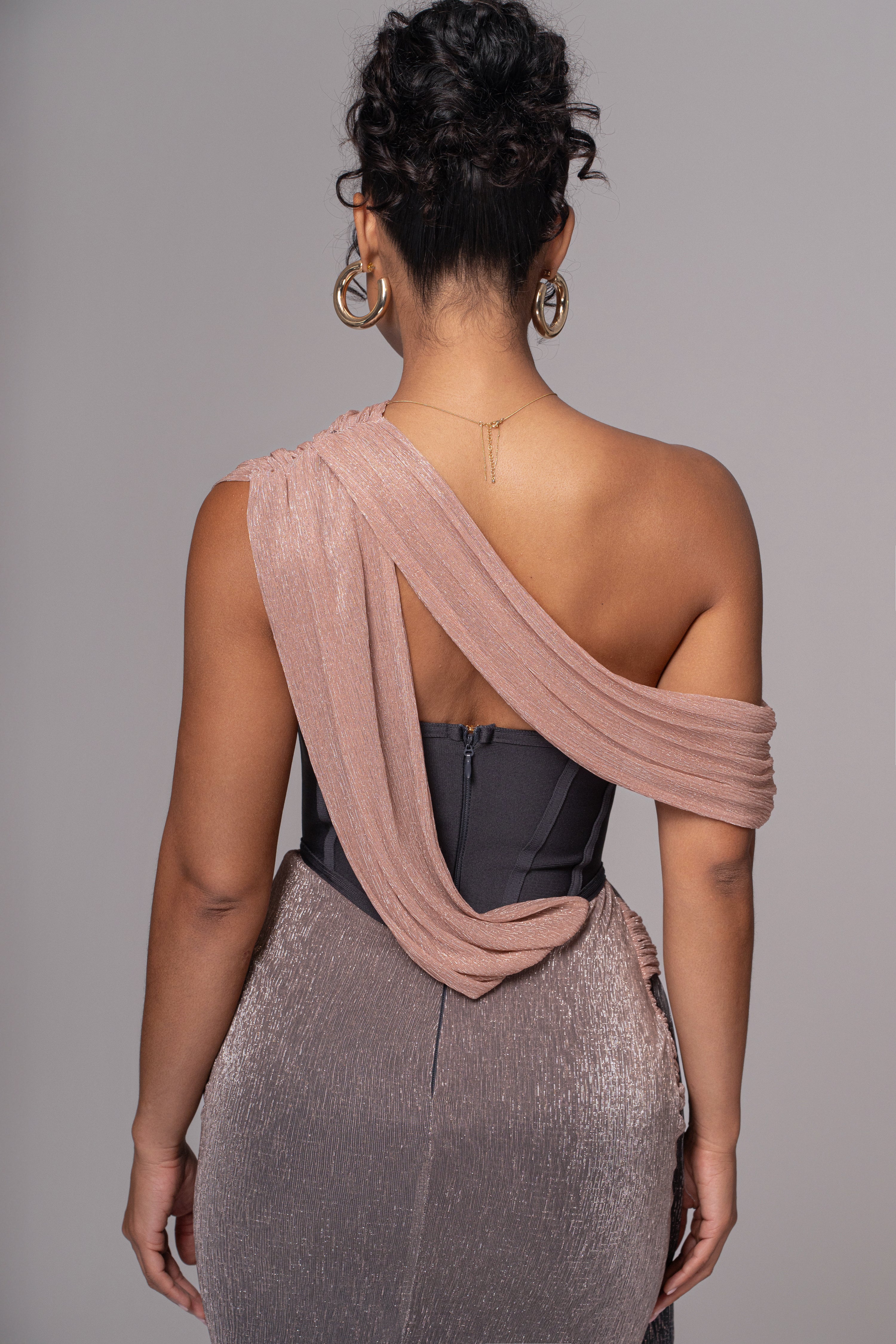 Pink Dusk Celestina Draped Maxi Dress - JLUXLABEL