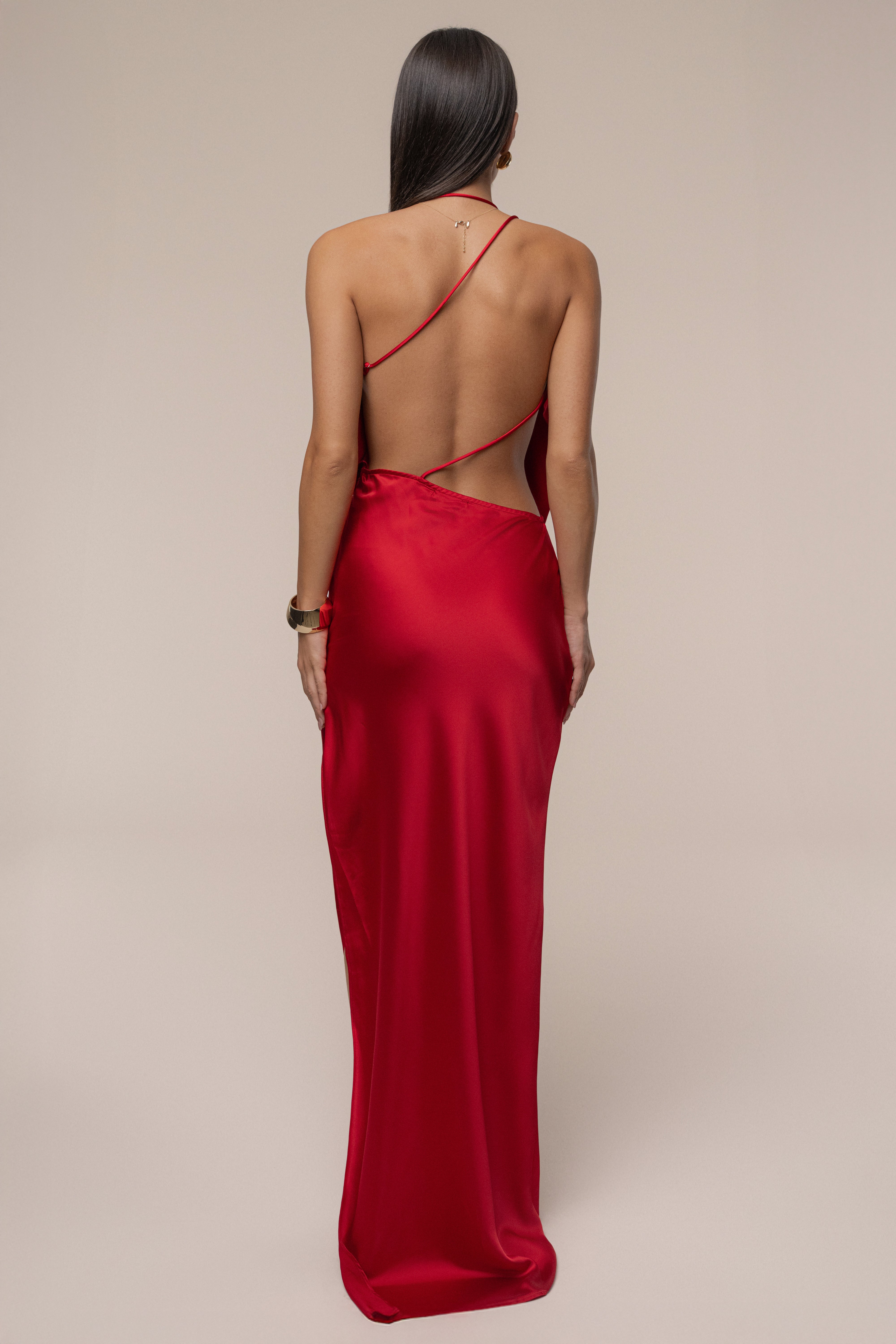 Red Delmara Cowl Maxi Dress - JLUXLABEL
