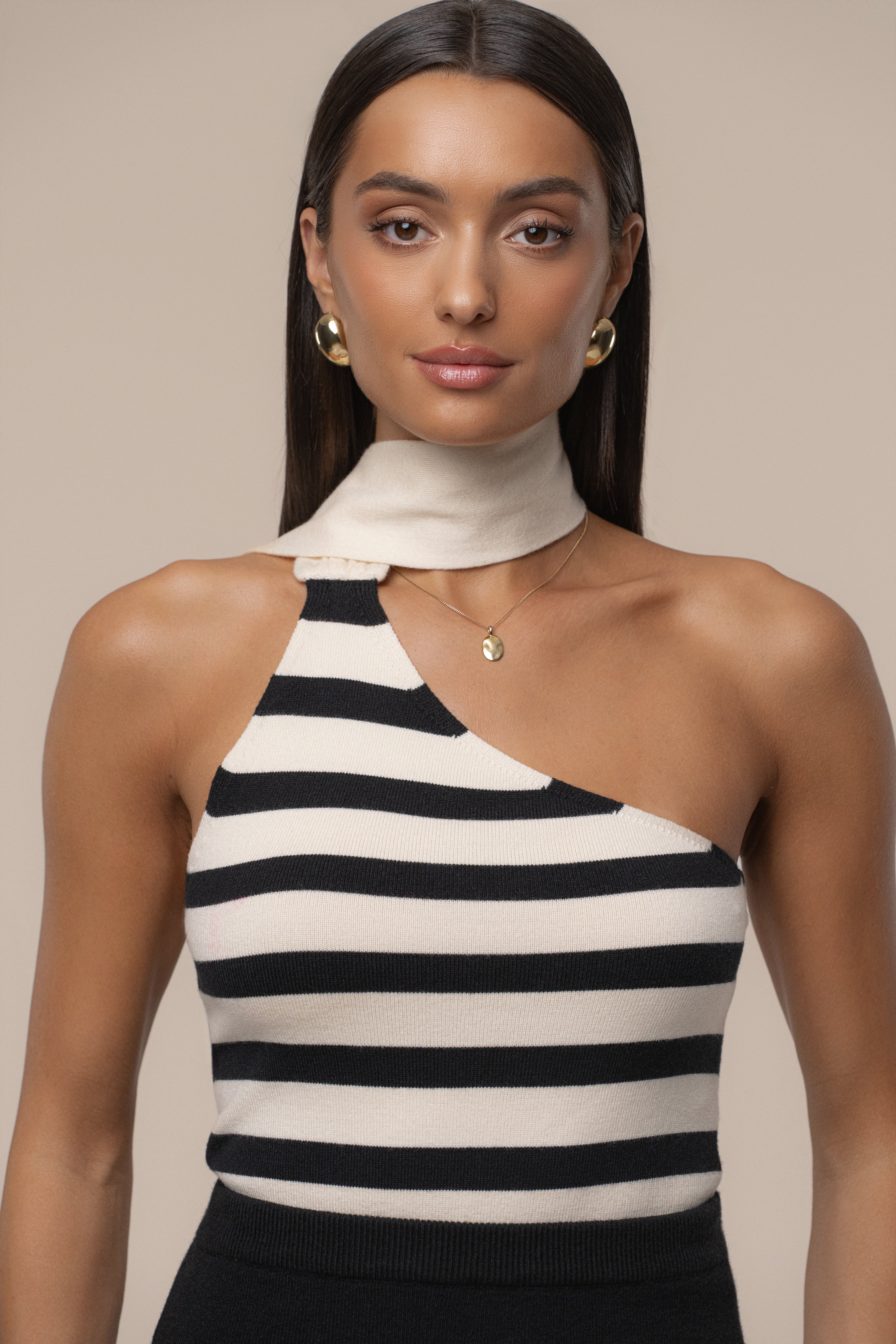 Black/White Amelie Striped Top - JLUXLABEL