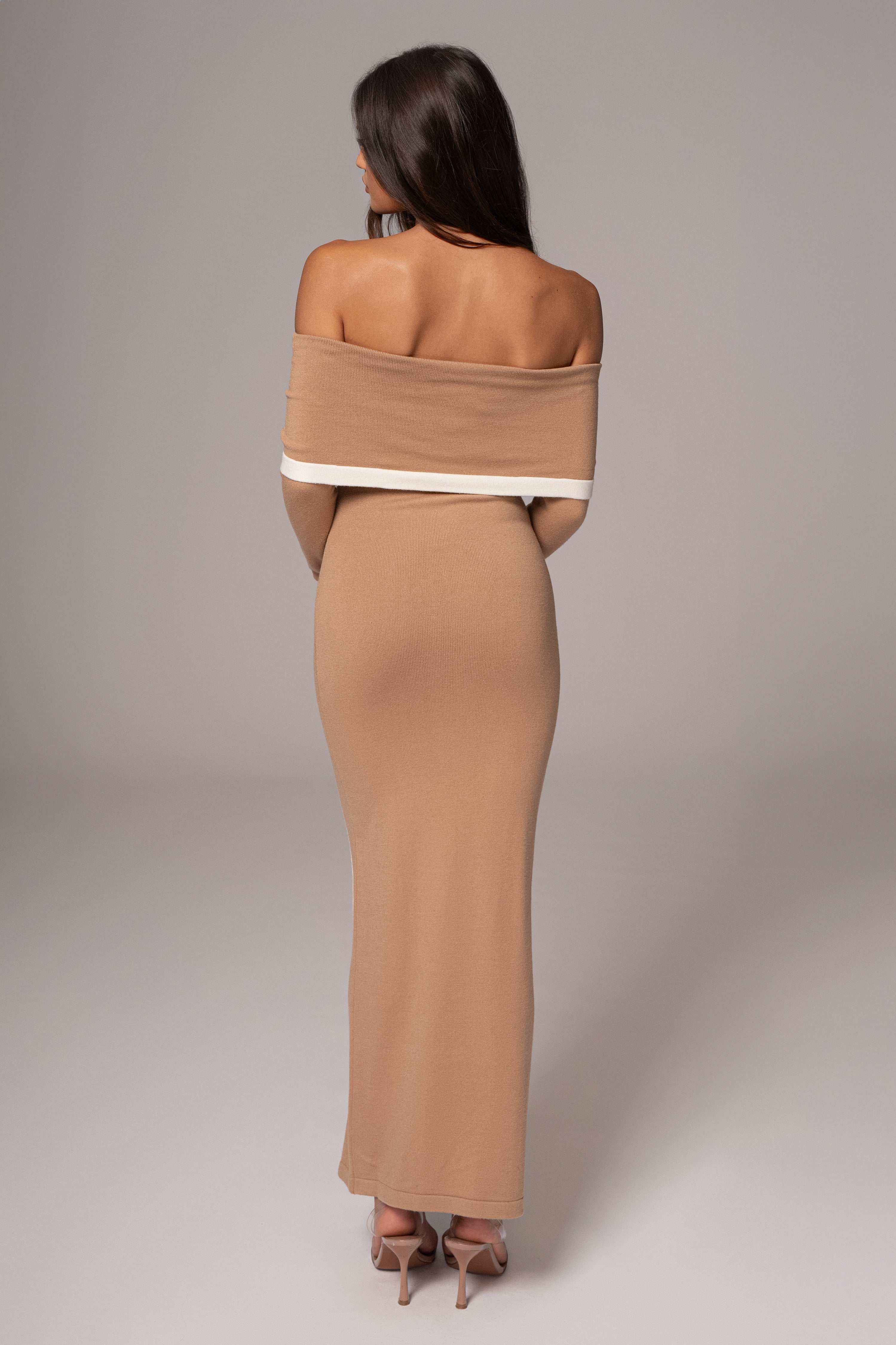 Beige Janet Off Shoulder Maxi Dress - JLUXLABEL