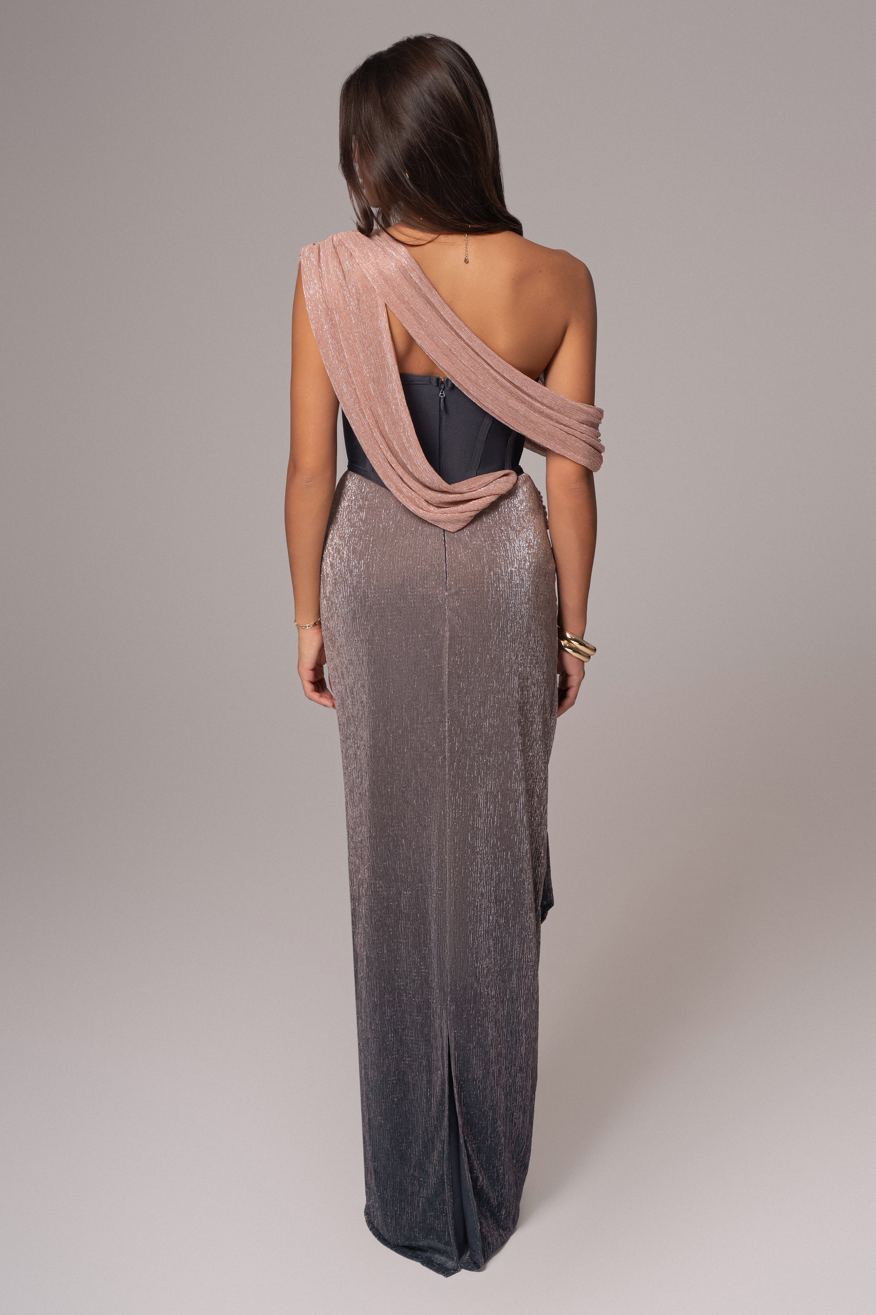 Pink Dusk Celestina Draped Maxi Dress - JLUXLABEL