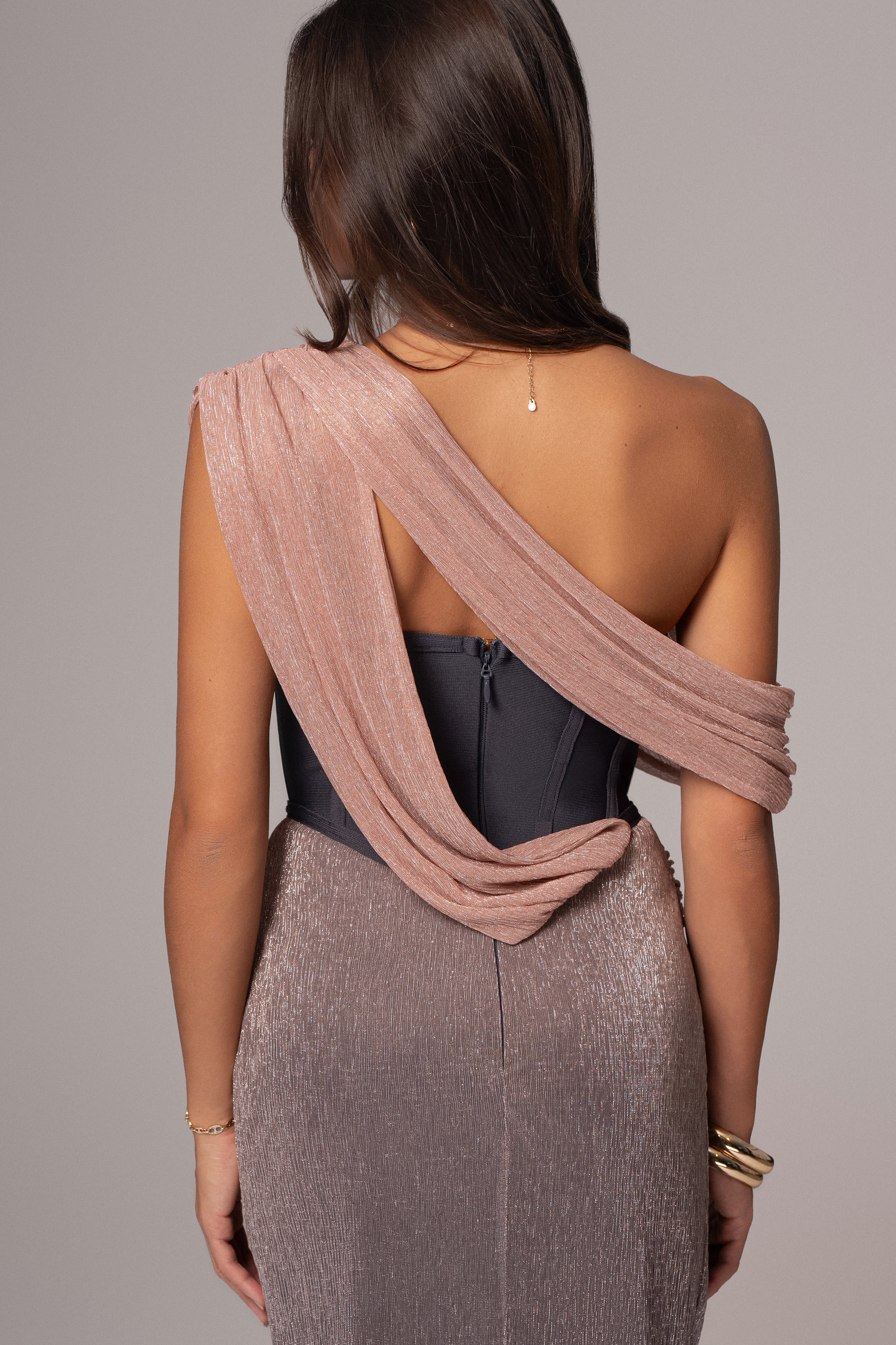 Pink Dusk Celestina Draped Maxi Dress - JLUXLABEL
