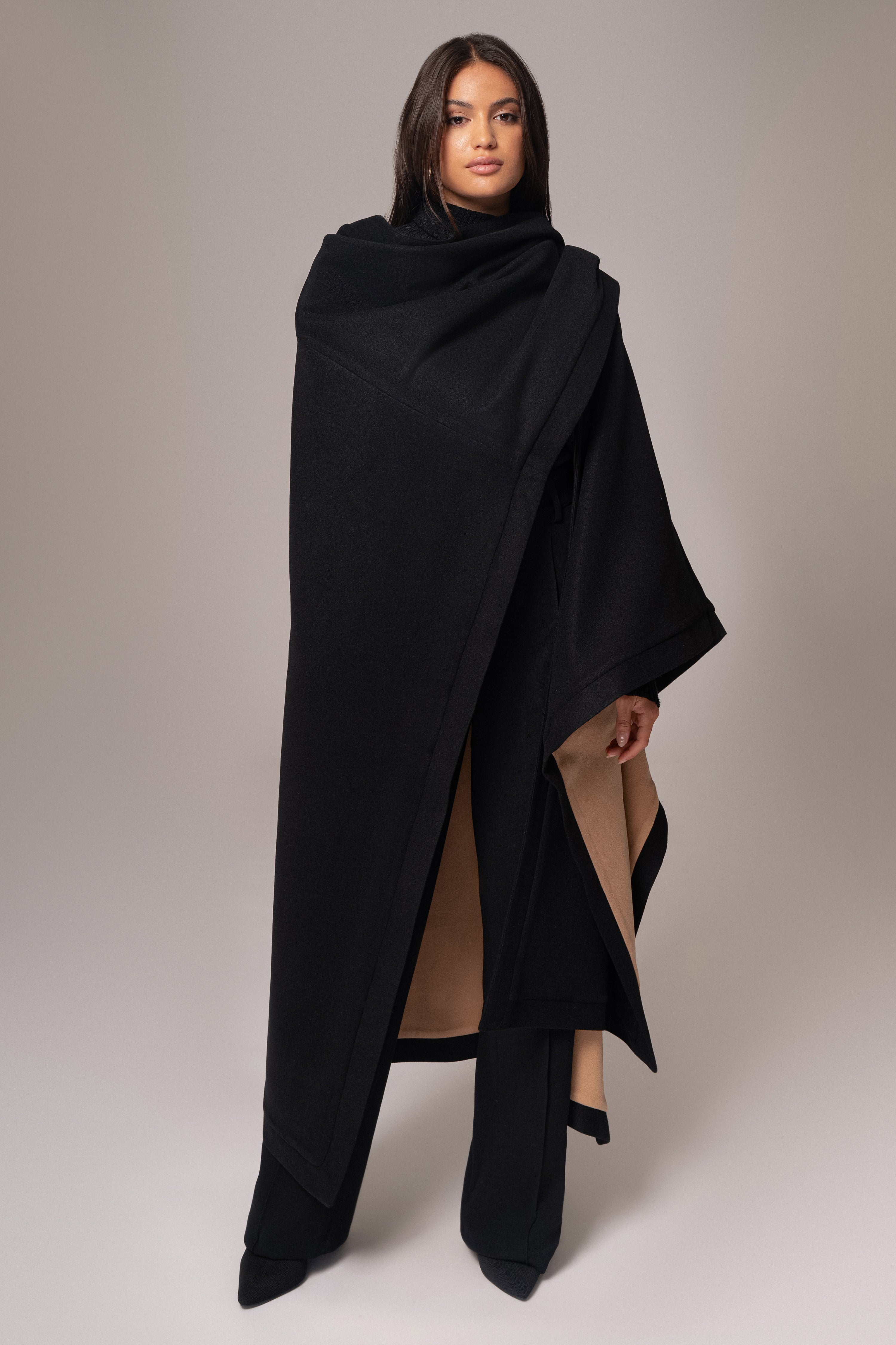 Beige Park City Reversible Shawl - JLUXLABEL