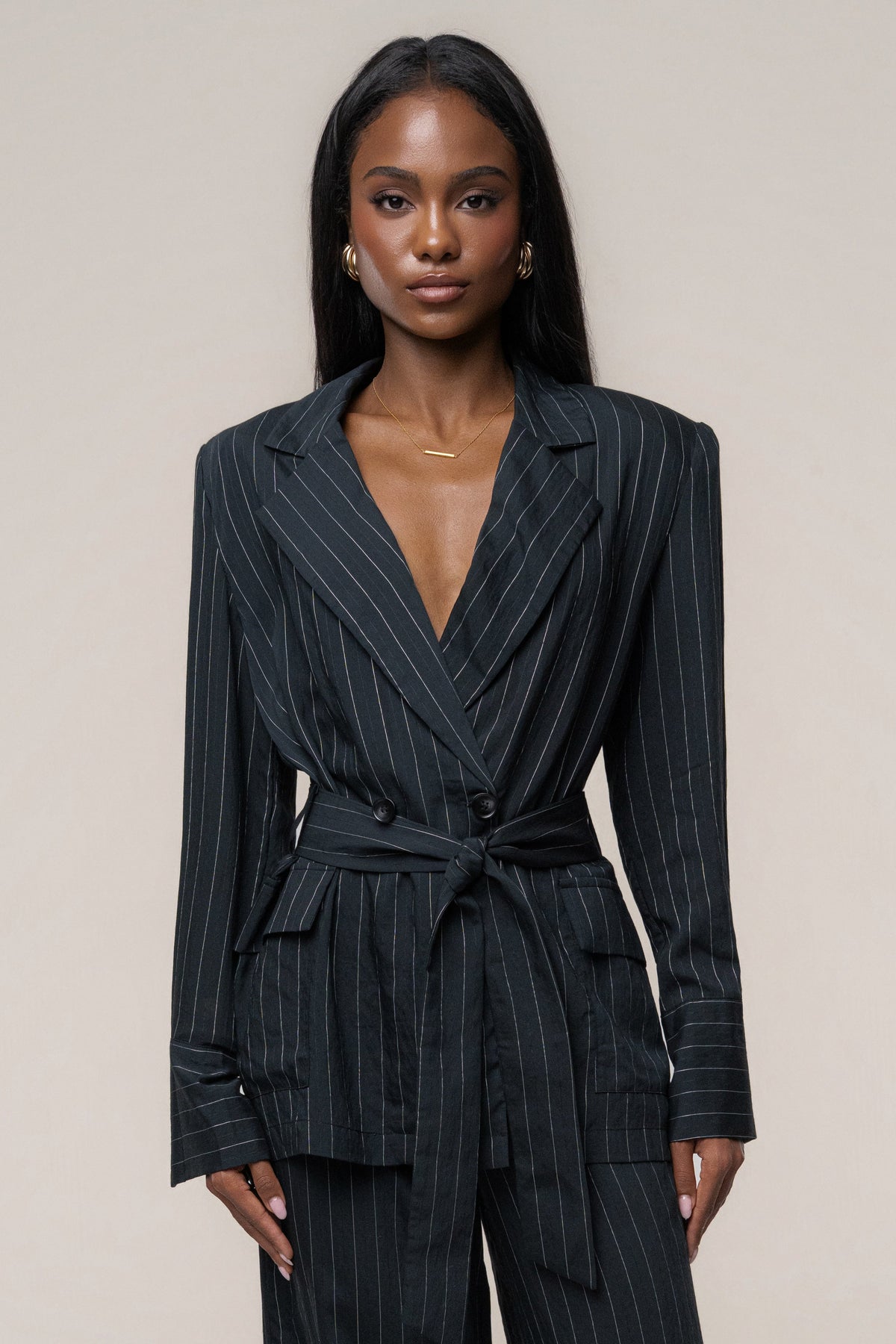 Black Social Club Pinstripe Blazer
