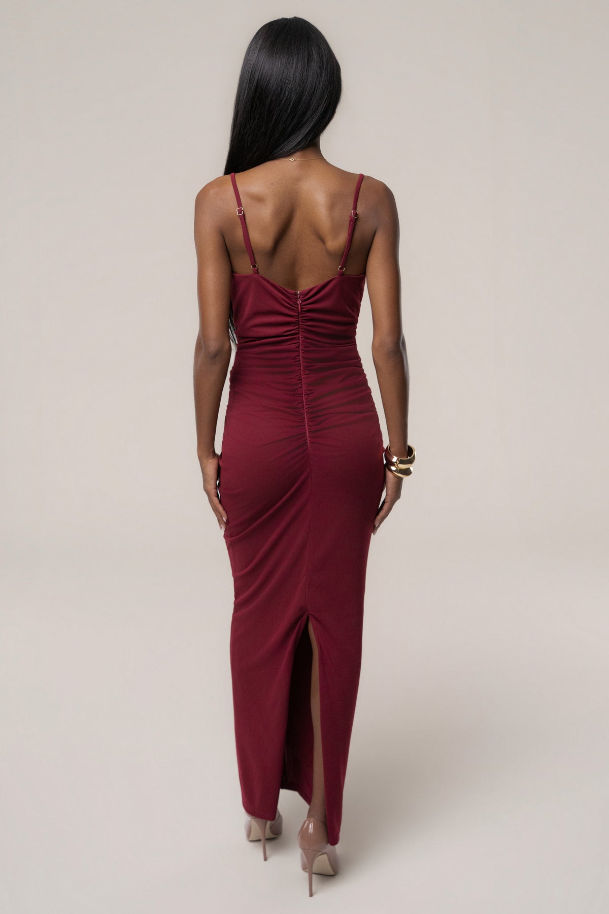 Red Unforgettable Plunge Maxi Dress - JLUXLABEL
