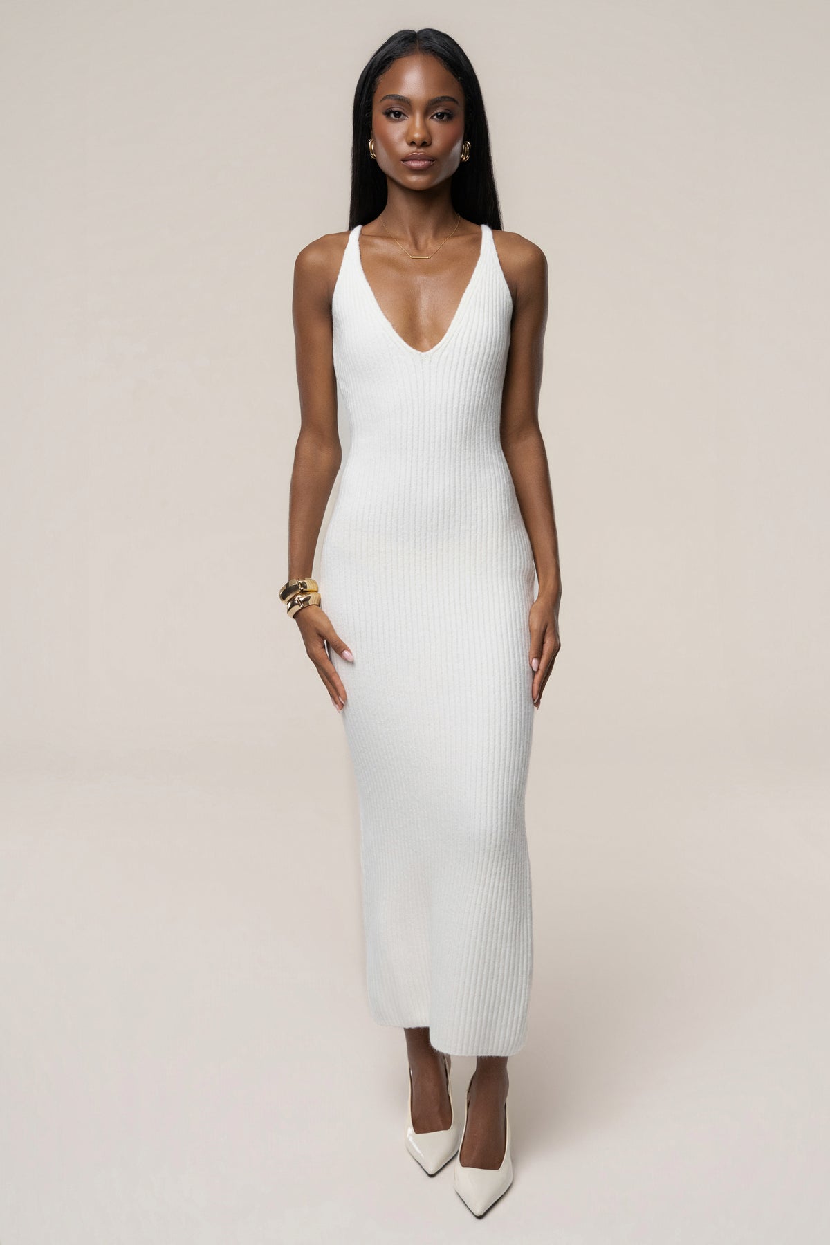 Ivory Weekend Away Knit Maxi Dress - JLUXLABEL
