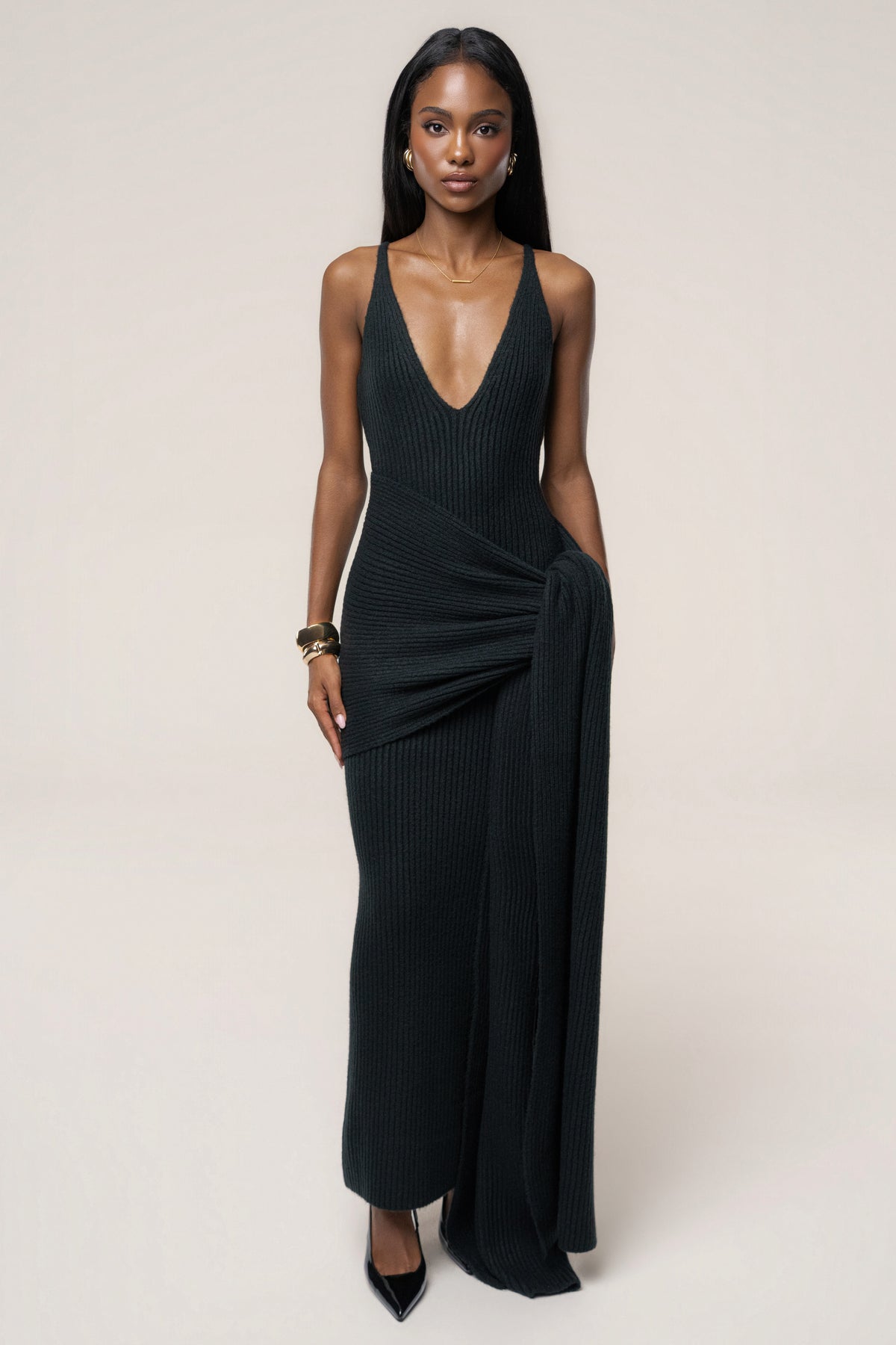 Black Weekend Away Knit Maxi Dress - JLUXLABEL